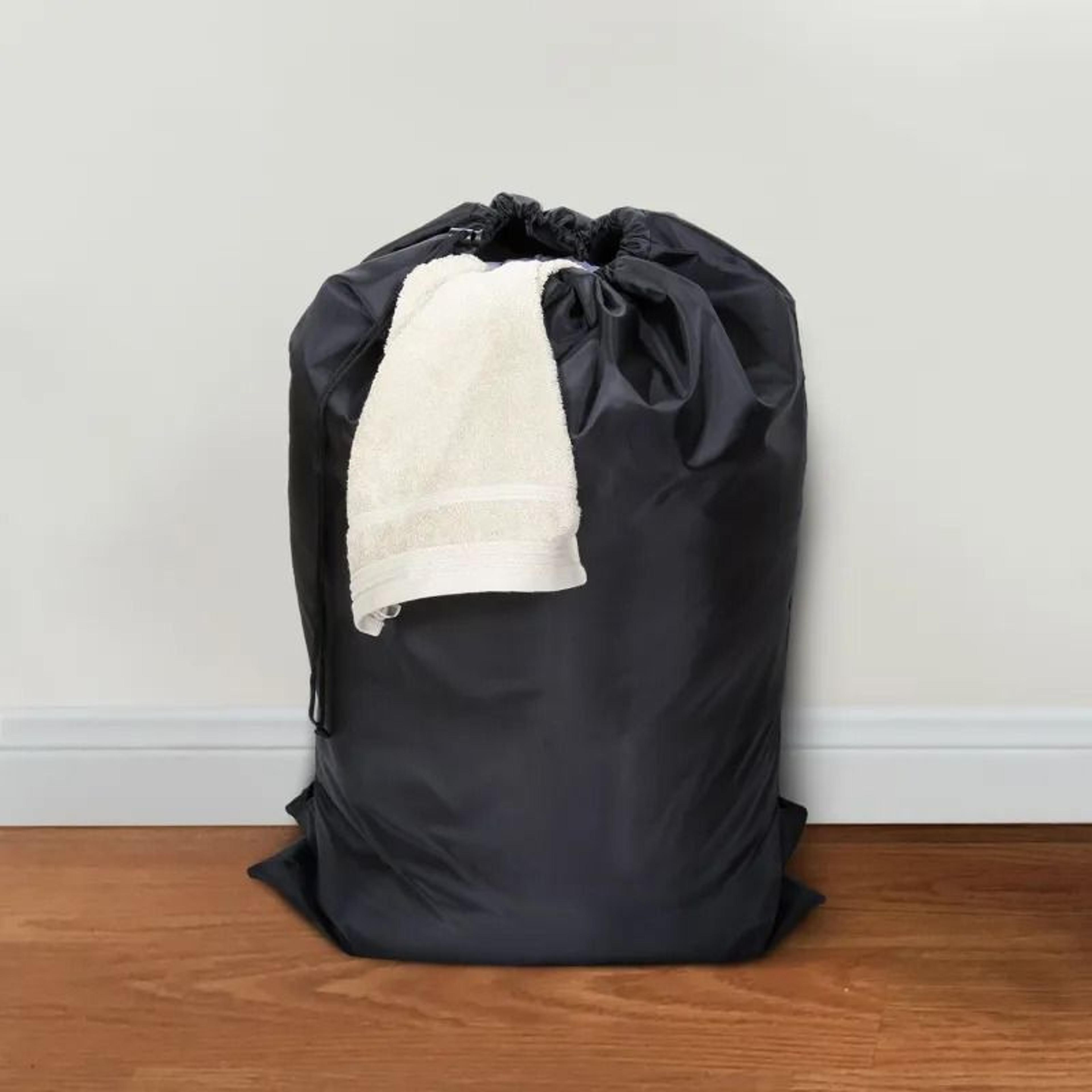 large heavy-duty polyester drawstring laundry bag backpack