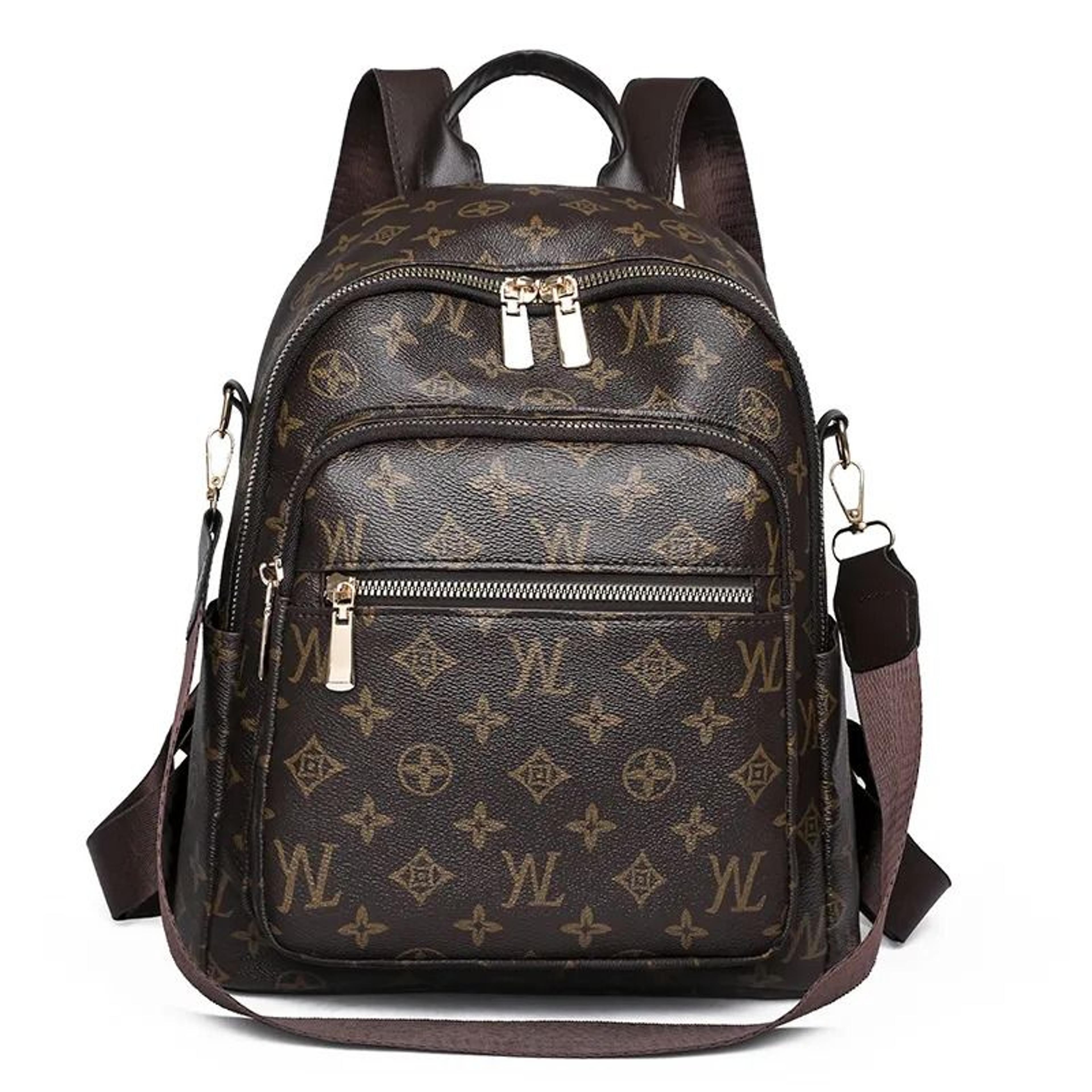 women commuter backpack large capacity coffee pu leather retro design