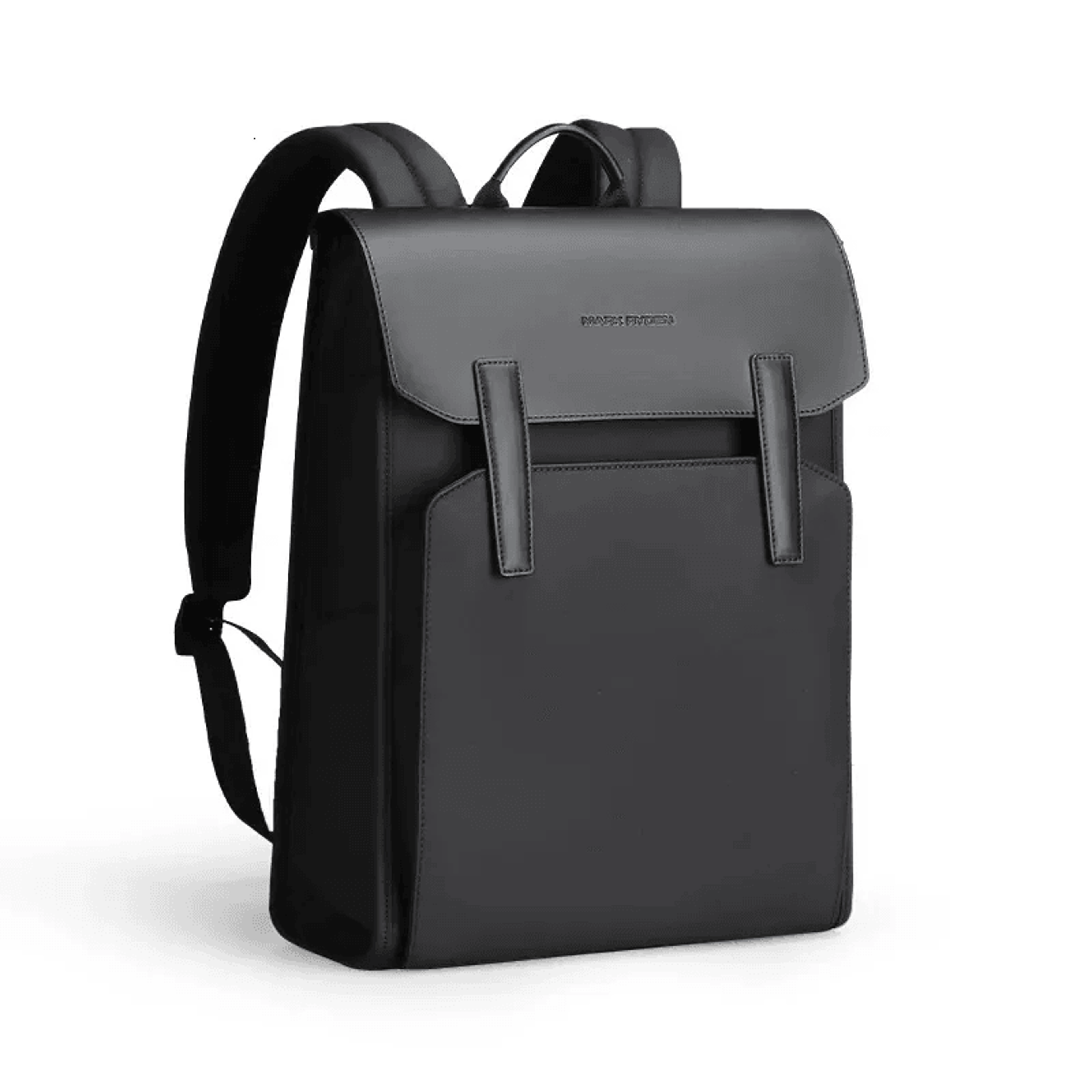 black pu leather laptop backpack for laptops with water resistant exterior