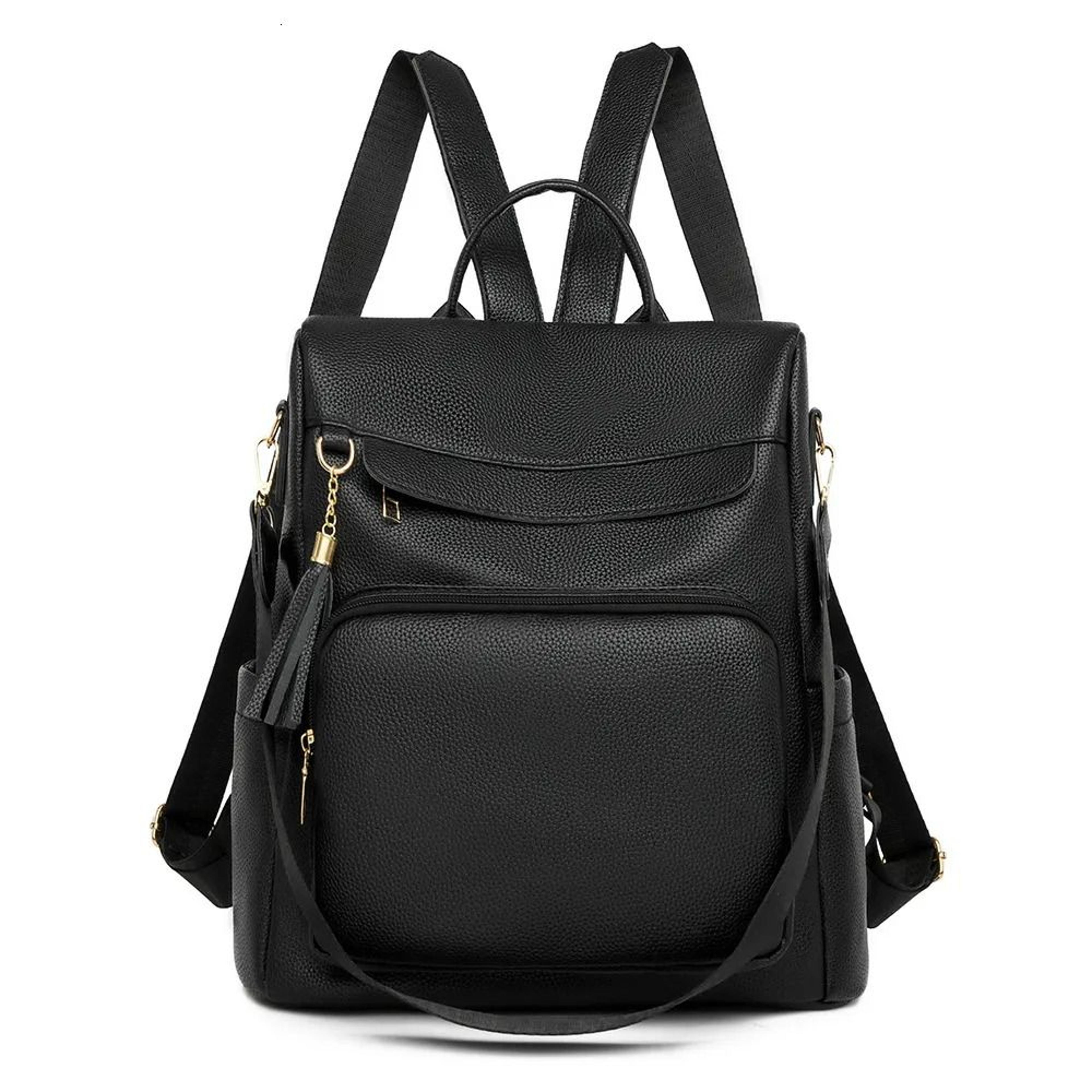 vintage brown leather backpack for women with multi pocket travel design