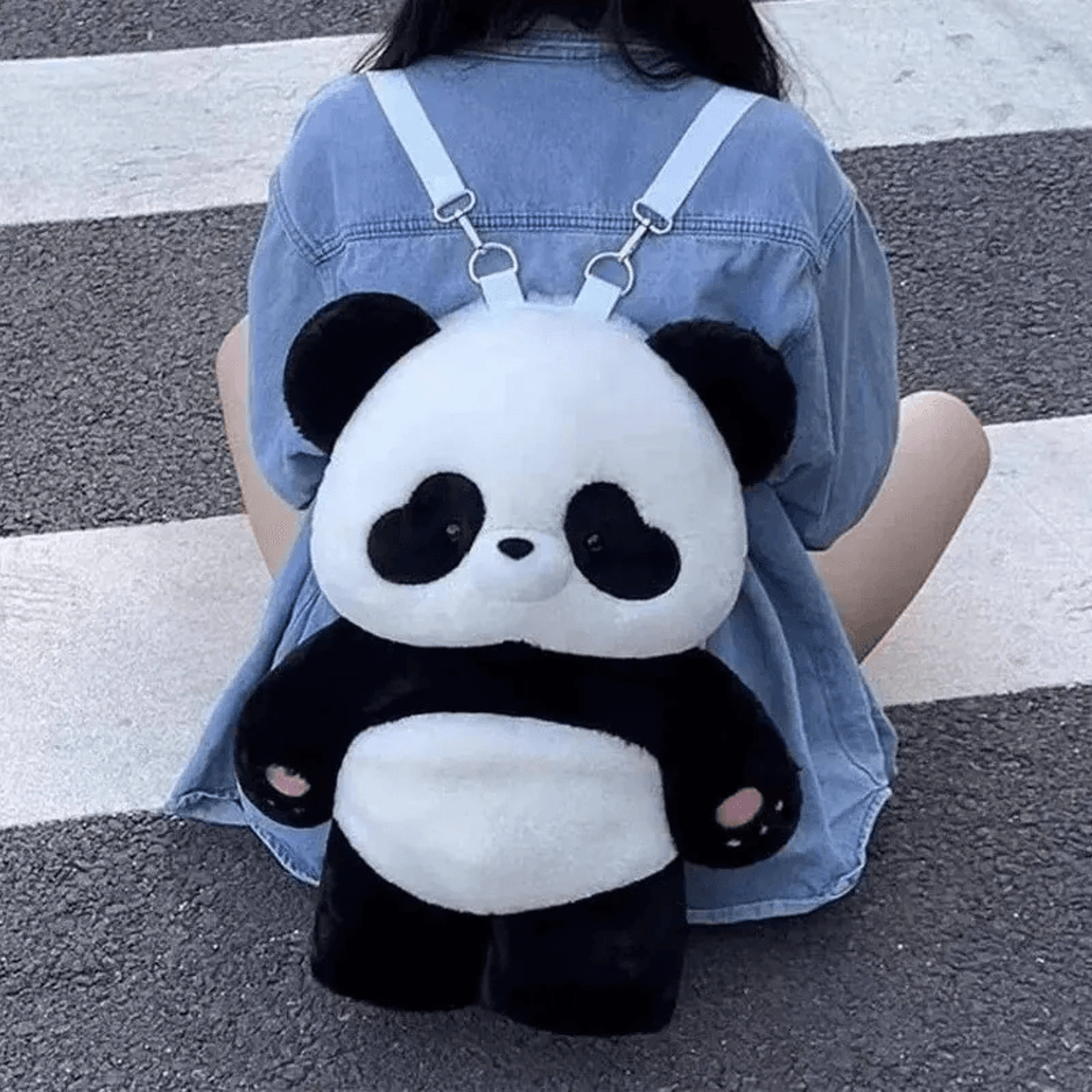 cute panda plush backpack soft cartoon school bag for kids