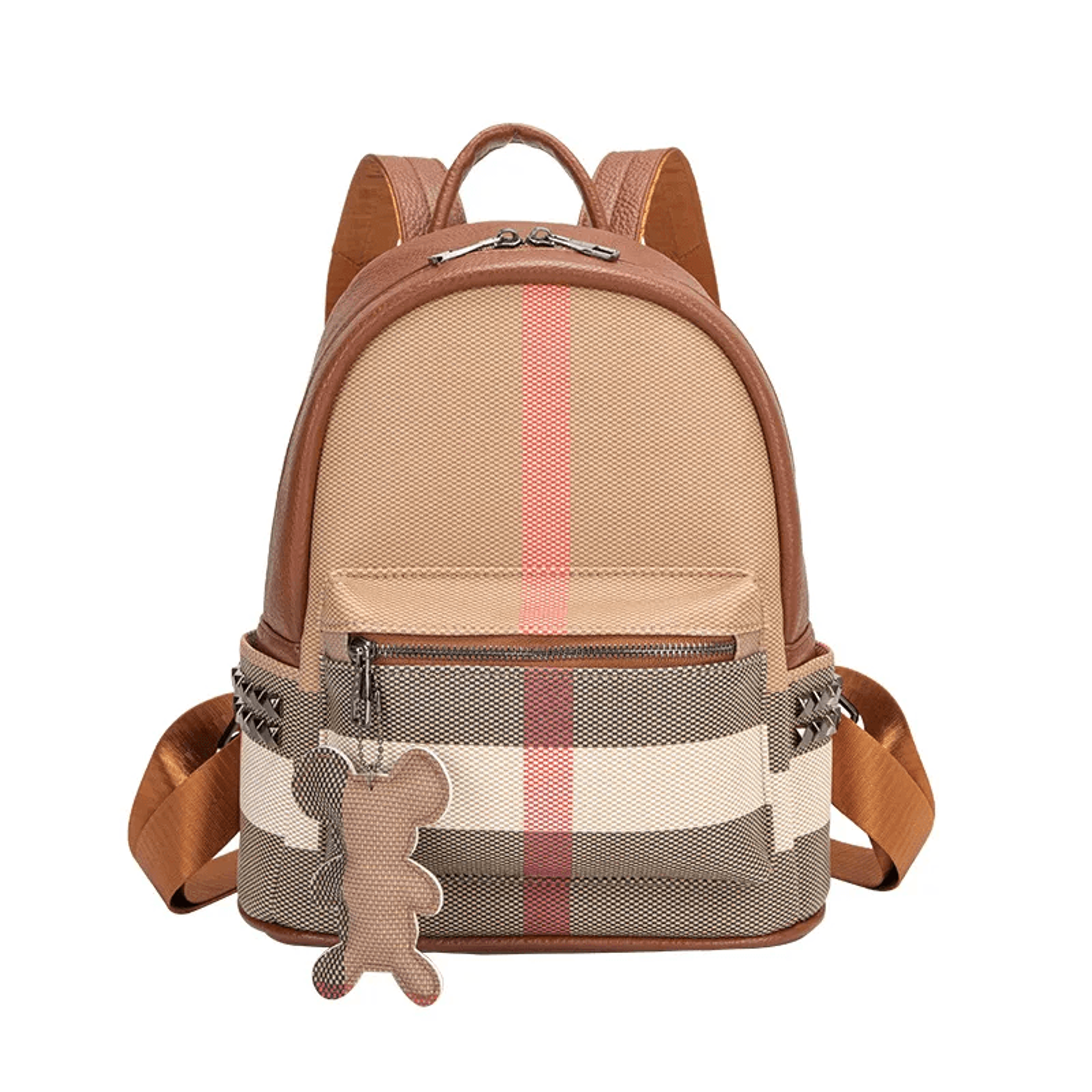 checkerboard backpack large capacity casual travel bag in black or brown