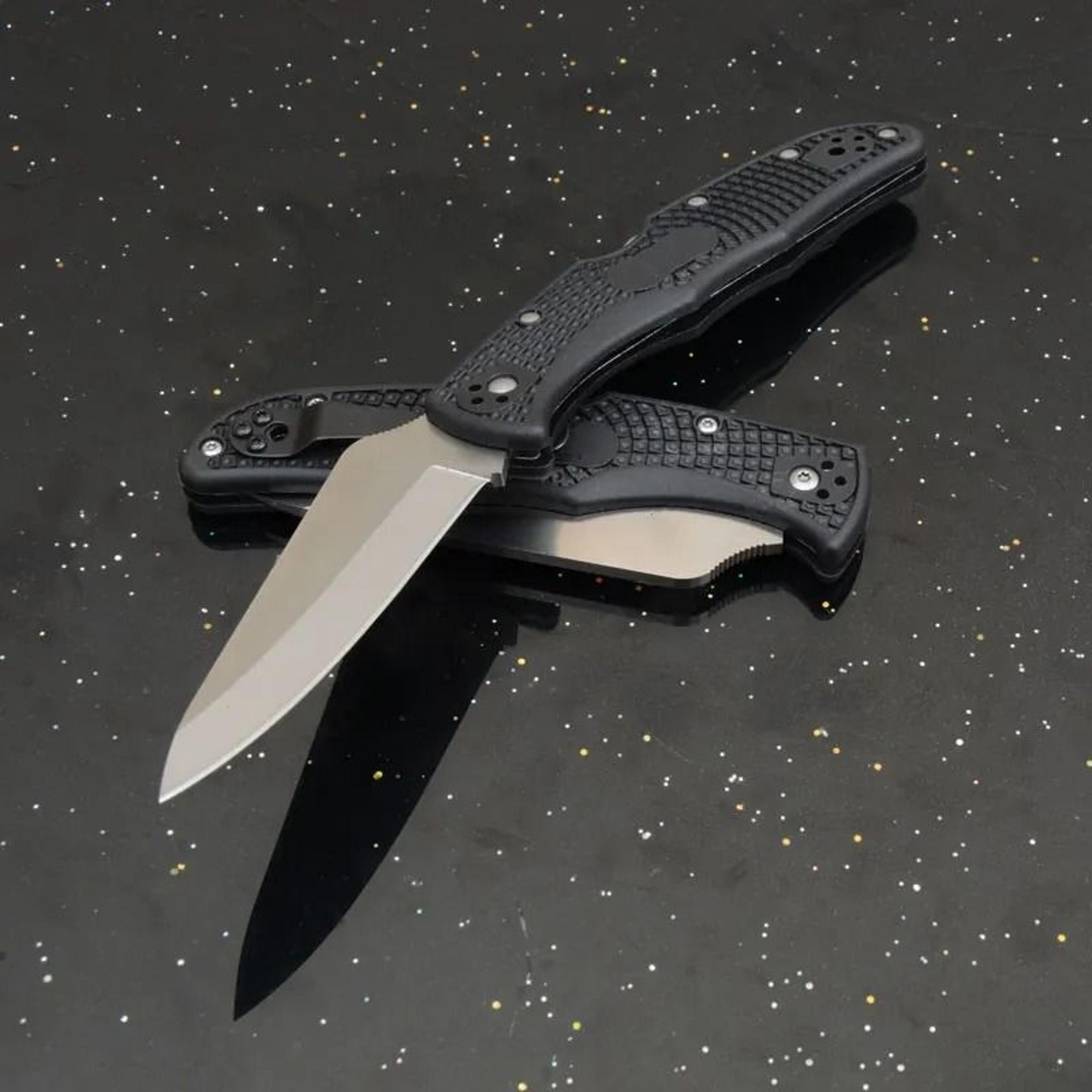folding pocket knife with frn handle and lockback for outdoor edc