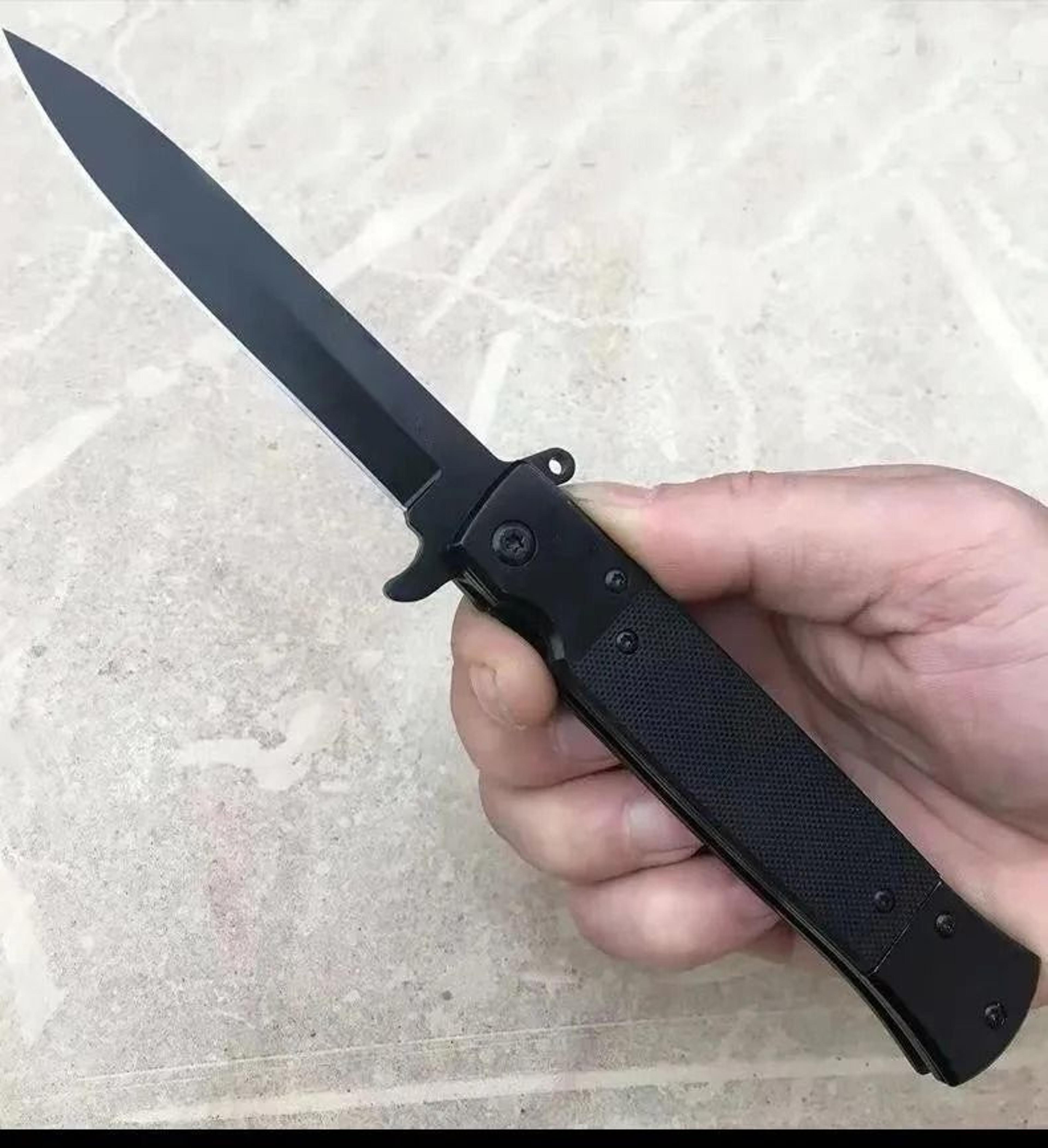 assisted flipper pocket knife with steel blade handle and liner lock
