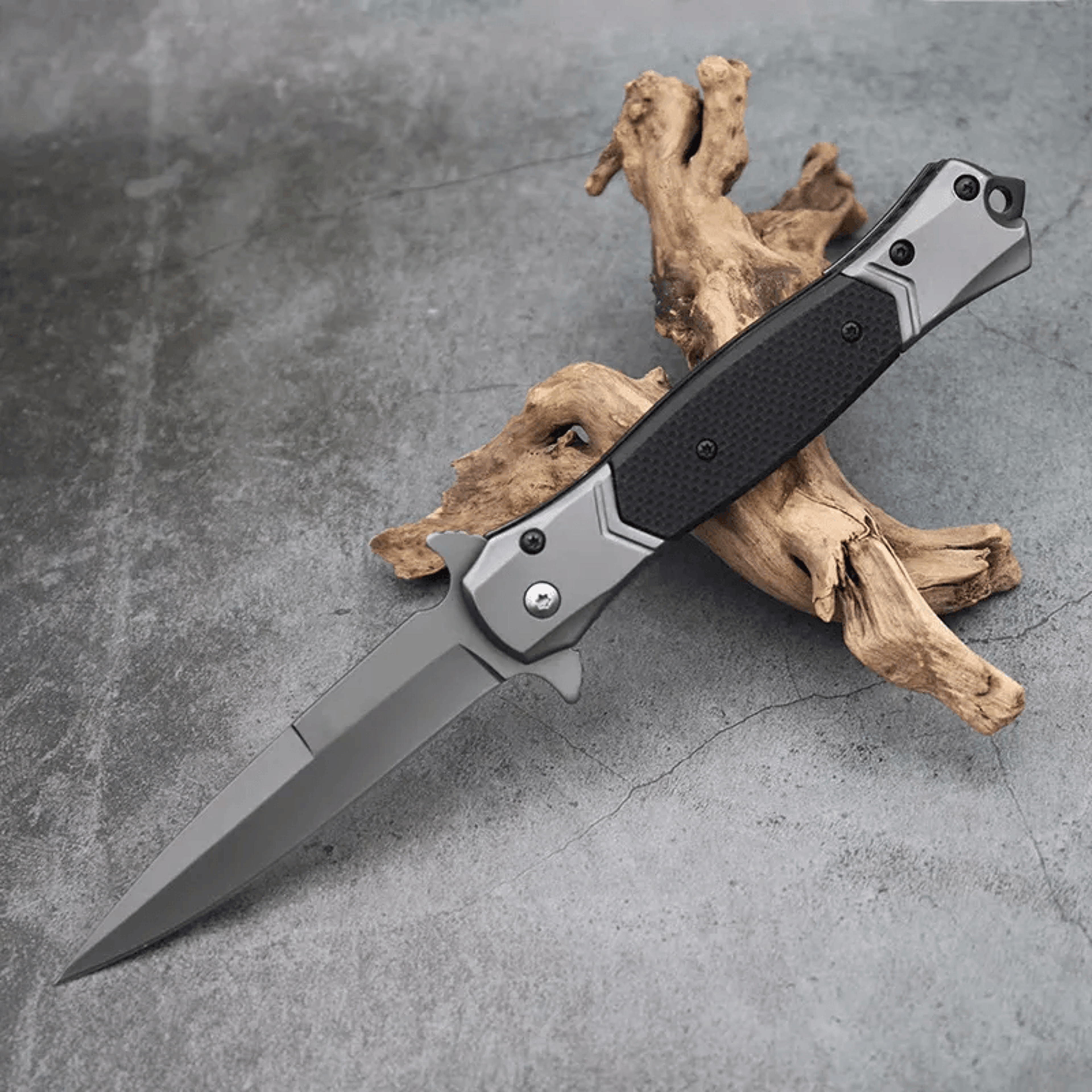 folding pocket knife with titanium coated blade steel handle and belt clip