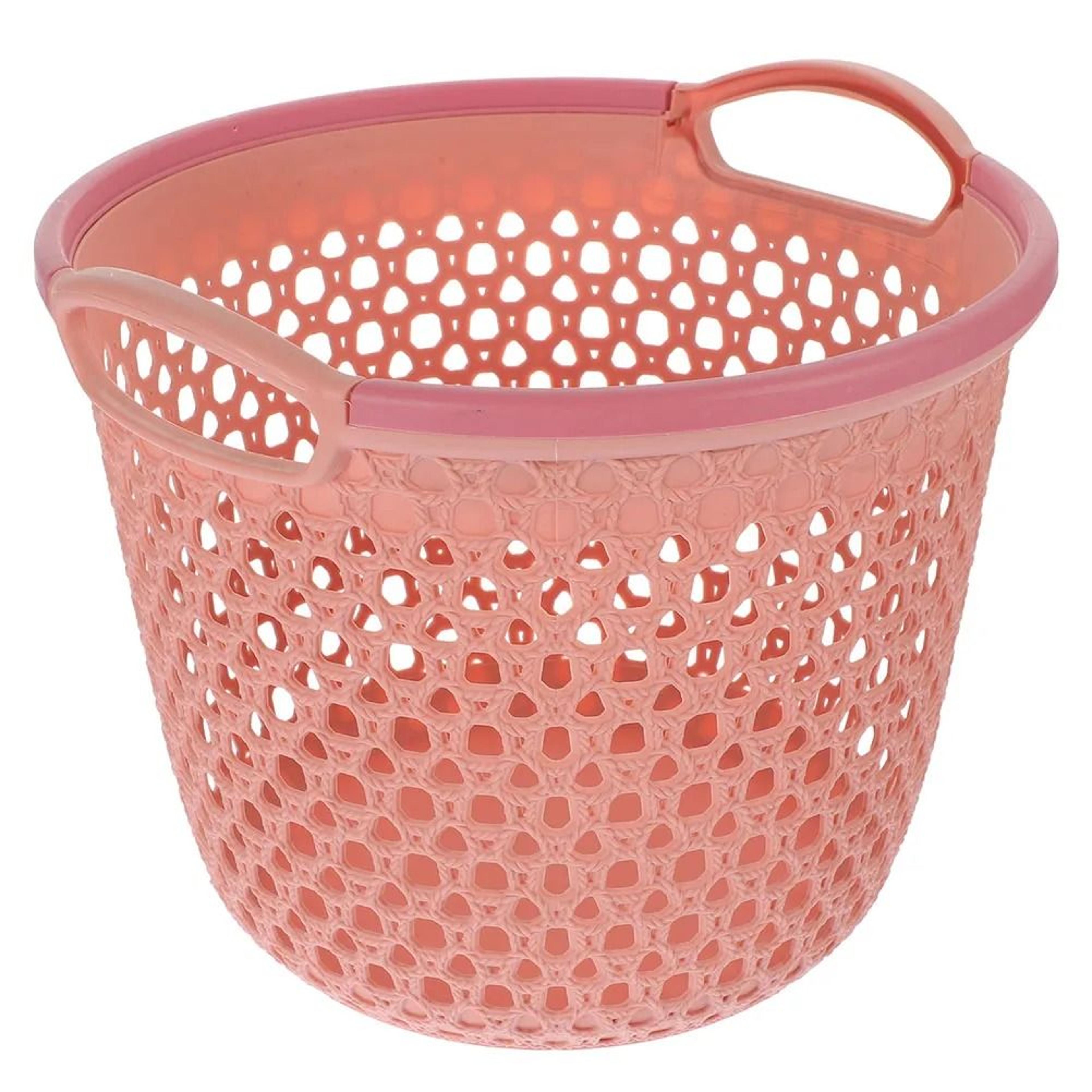 round woven pp storage basket with carry handles