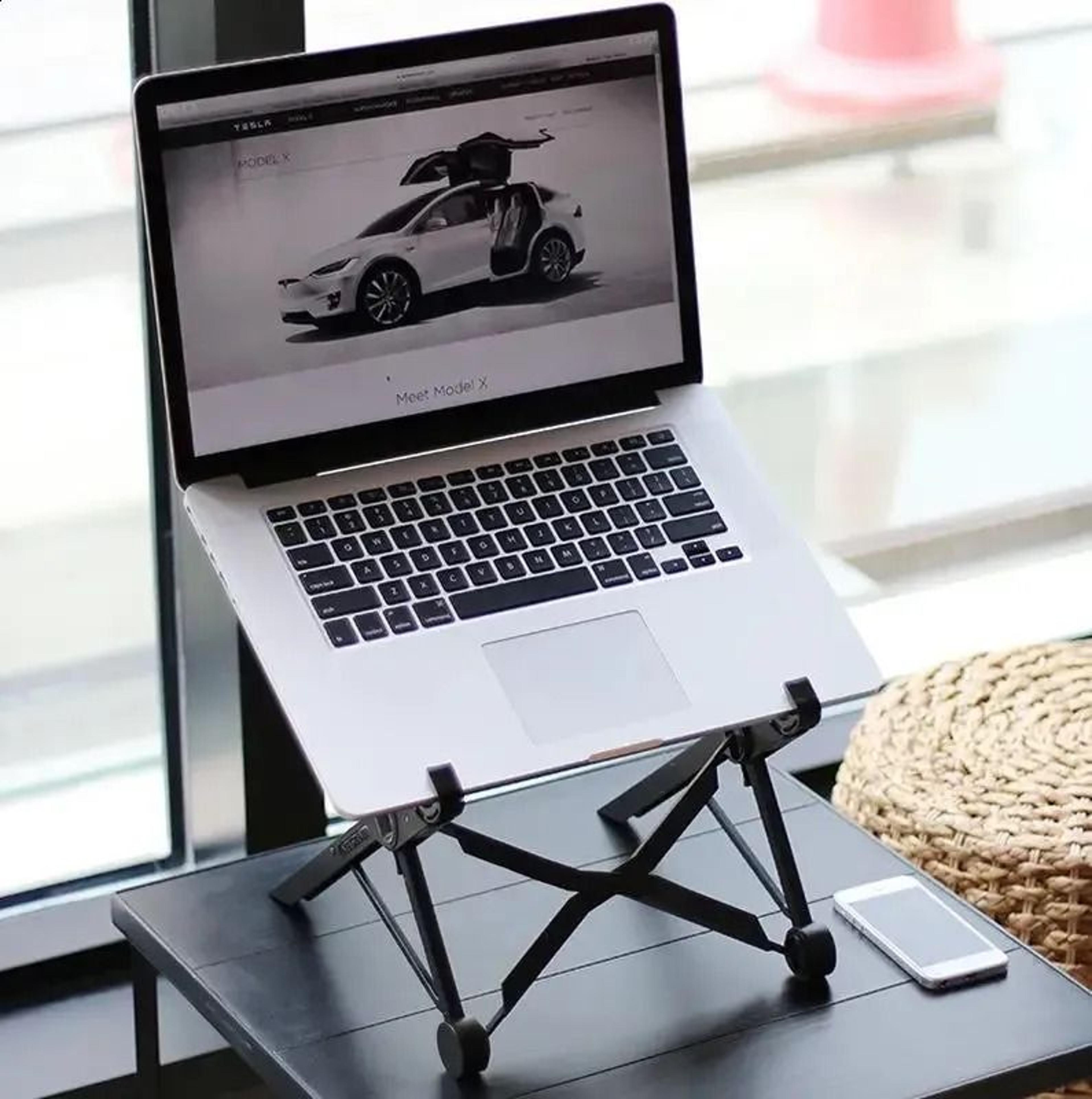 folding portable laptop stand with adjustable height and viewing angle