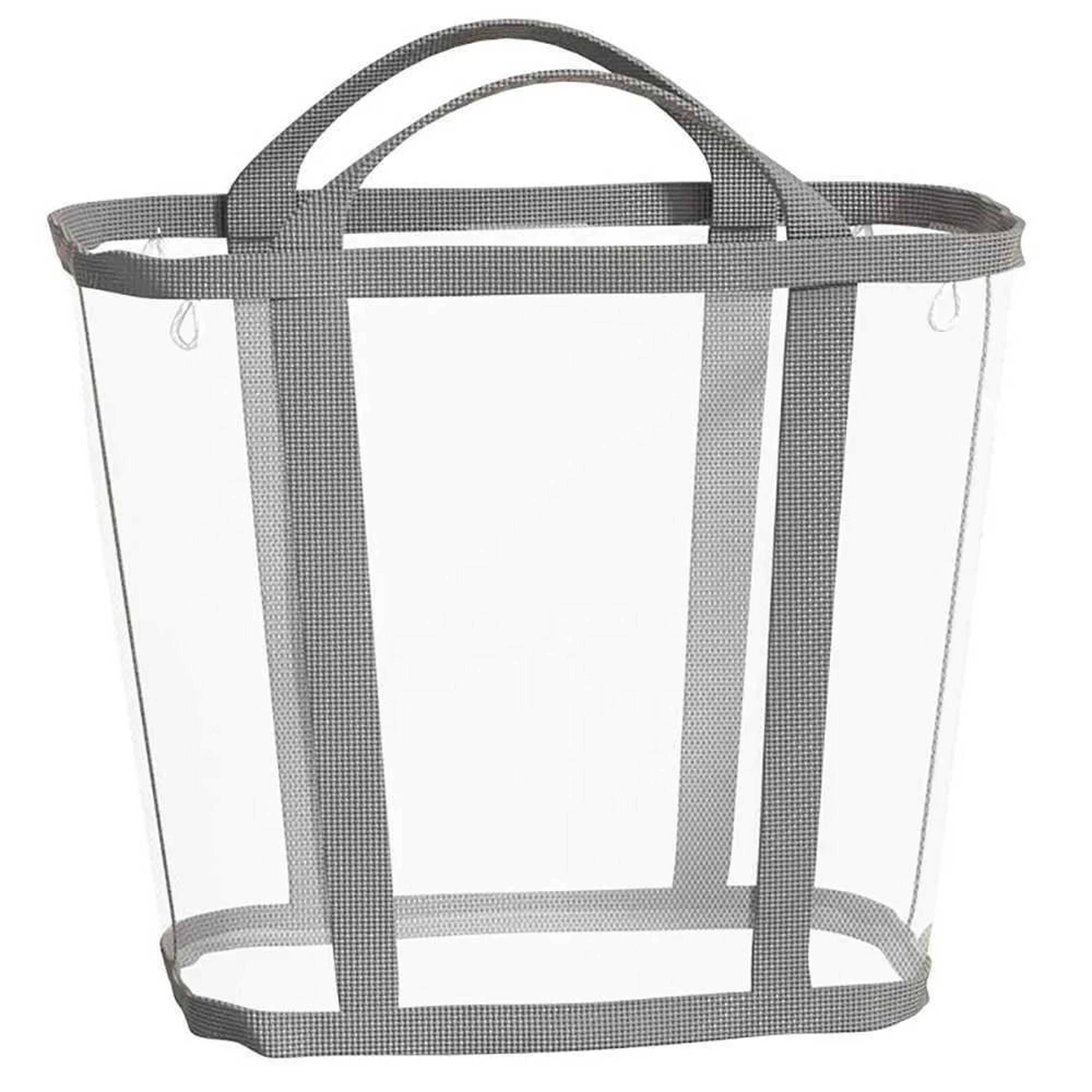 nylon mesh laundry basket with handle foldable portable clothes organizer