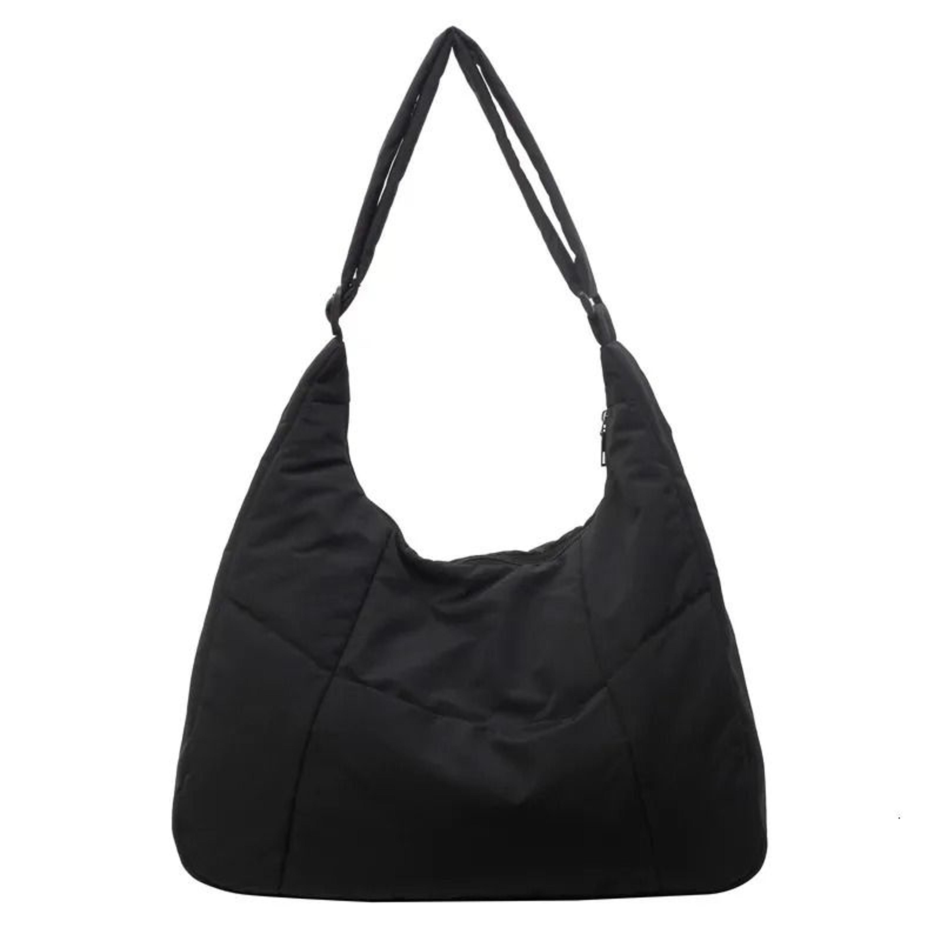 large nylon college tote bag with cotton padding and adjustable crossbody strap