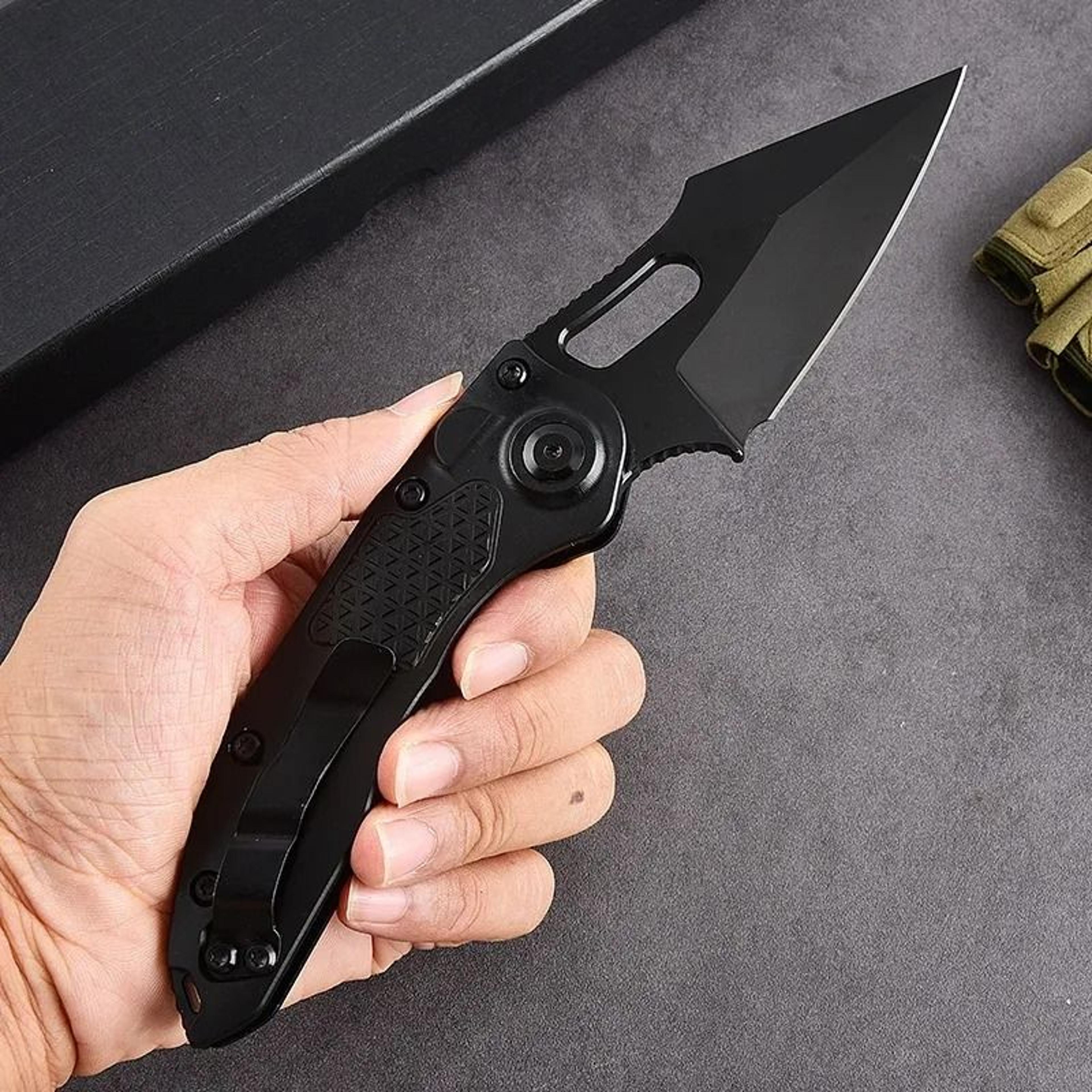 portable folding camping knife with stainless steel blade and aluminum alloy handle