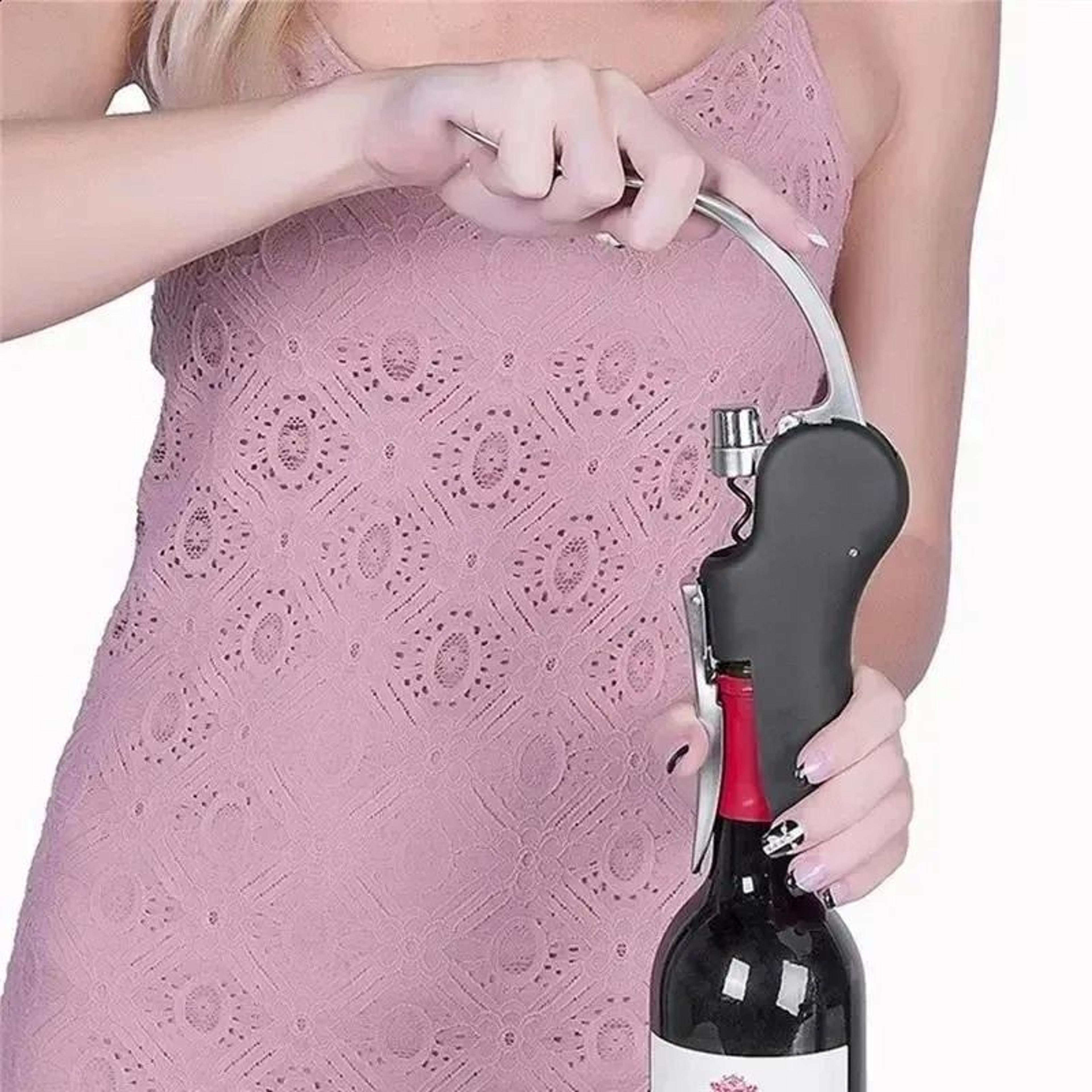 manual wine corkscrew with wheel foil cutter stainless steel and abs