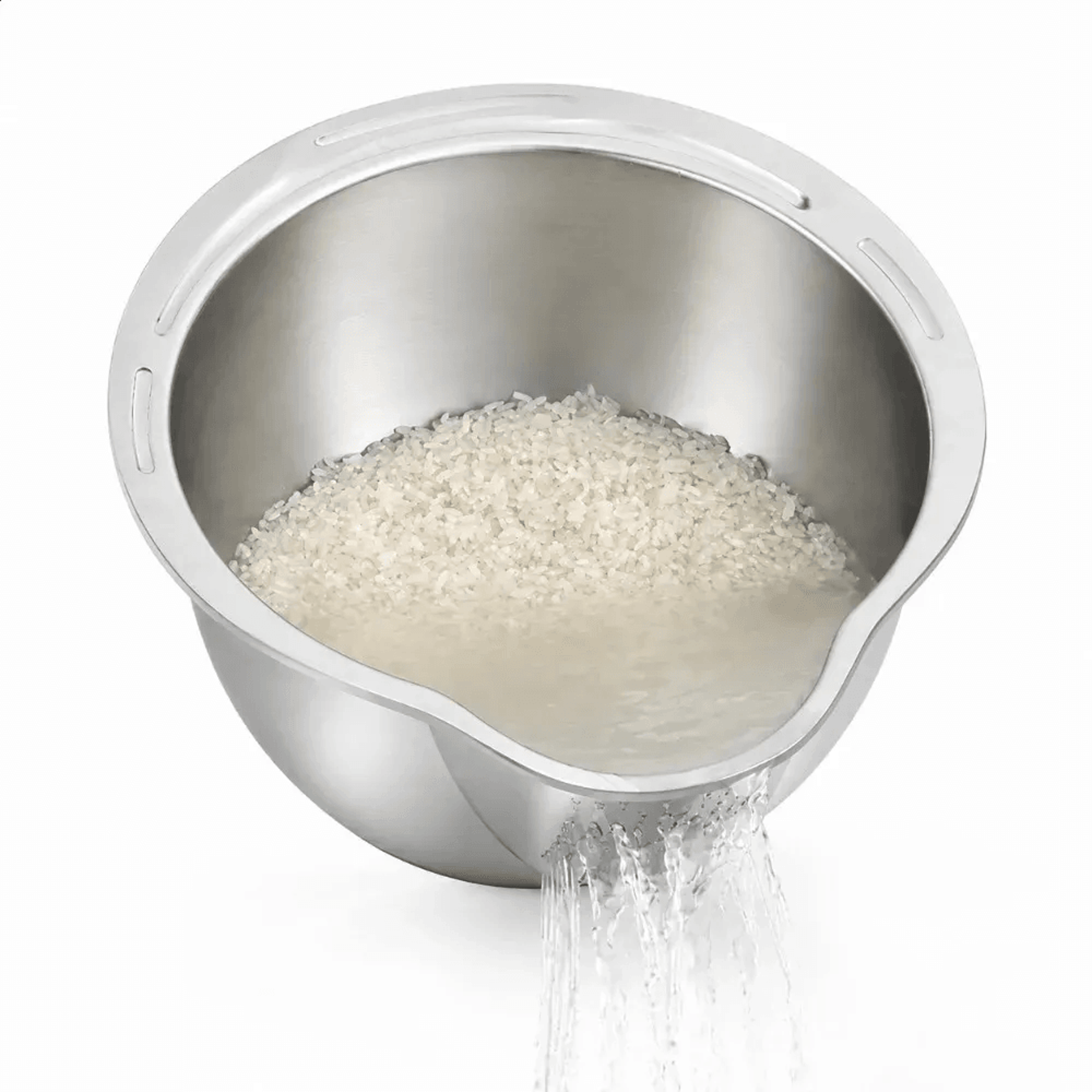 stainless steel rice washing bowl with colander