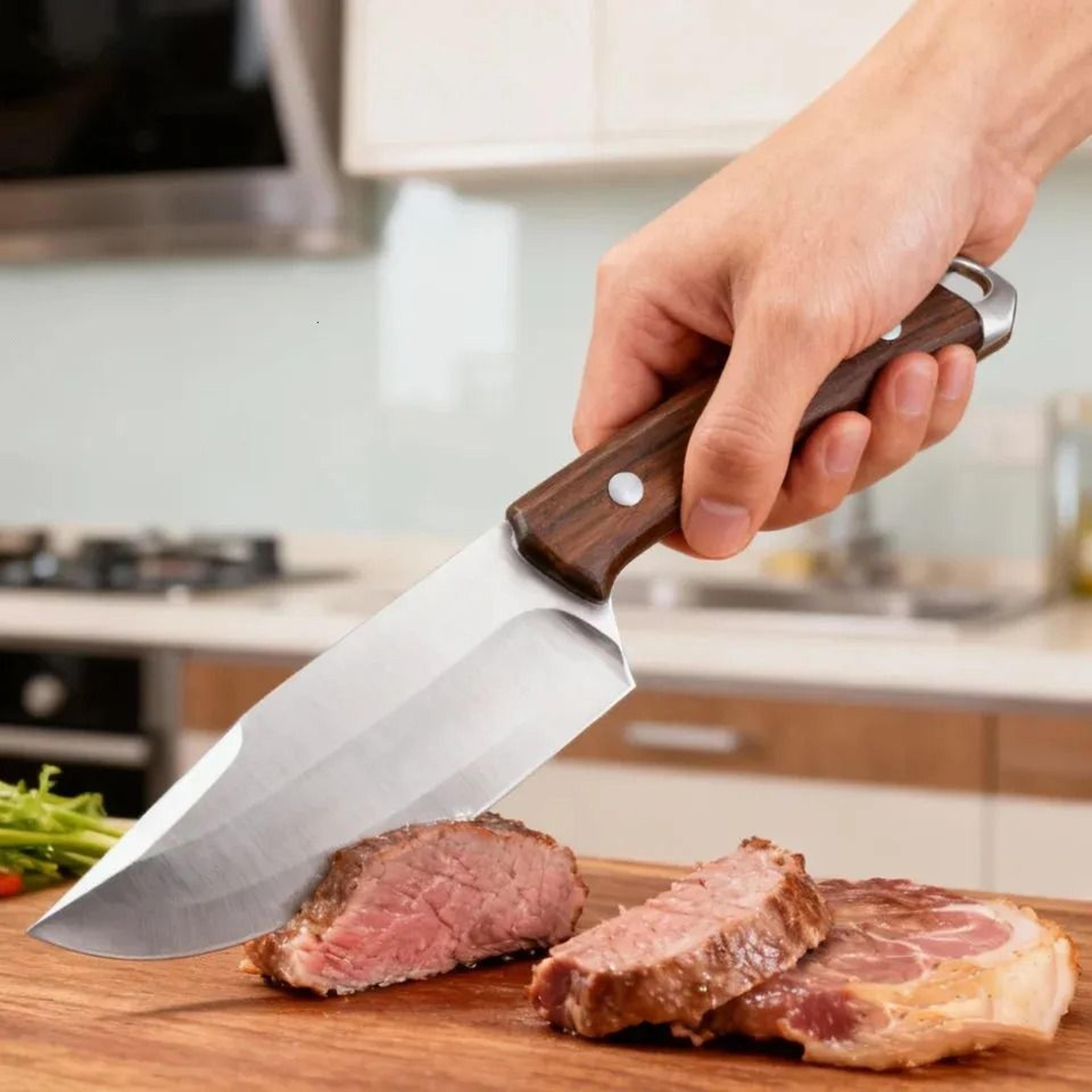 stainless steel straight chef knife with knife cover