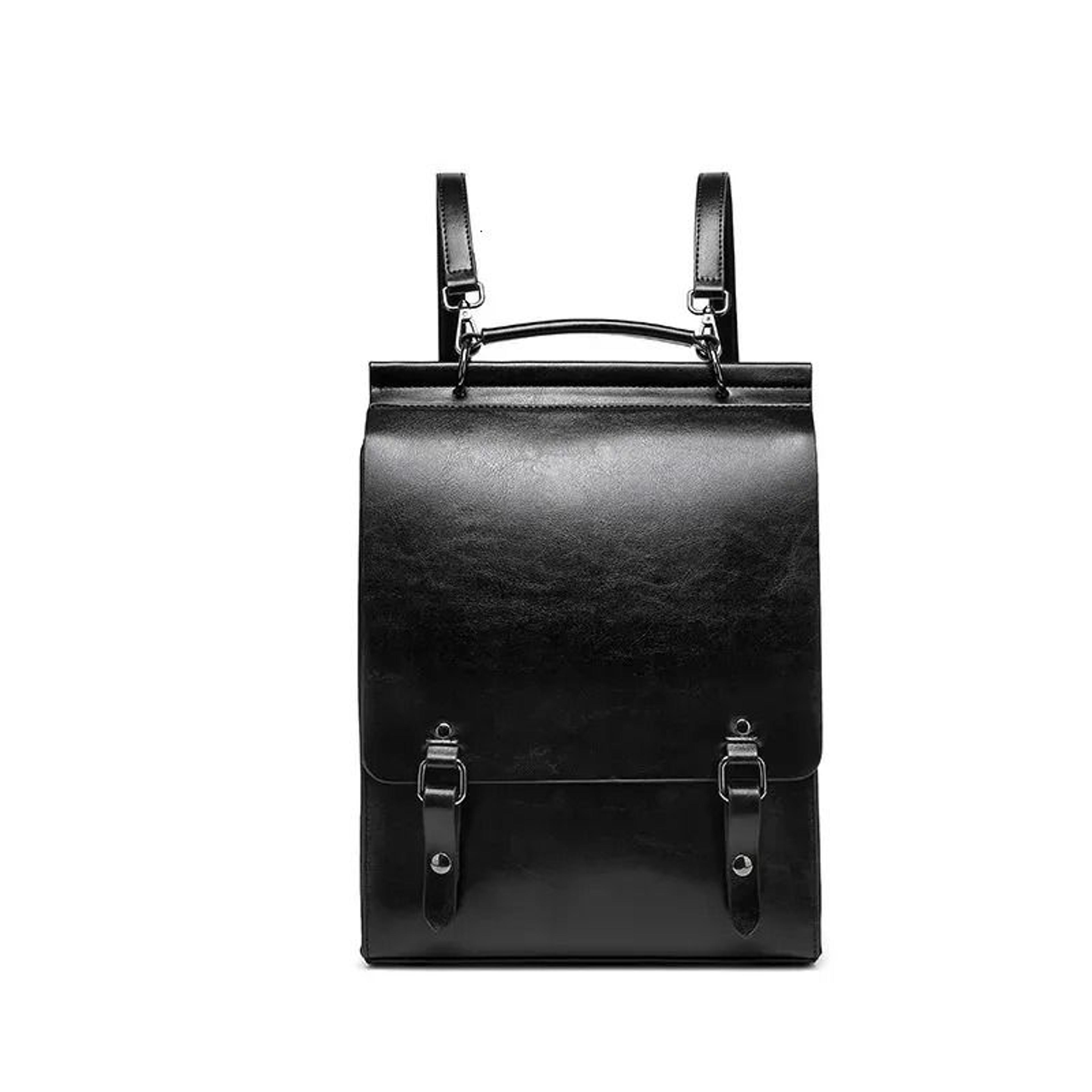 vintage cowhide leather women's backpack with adjustable straps