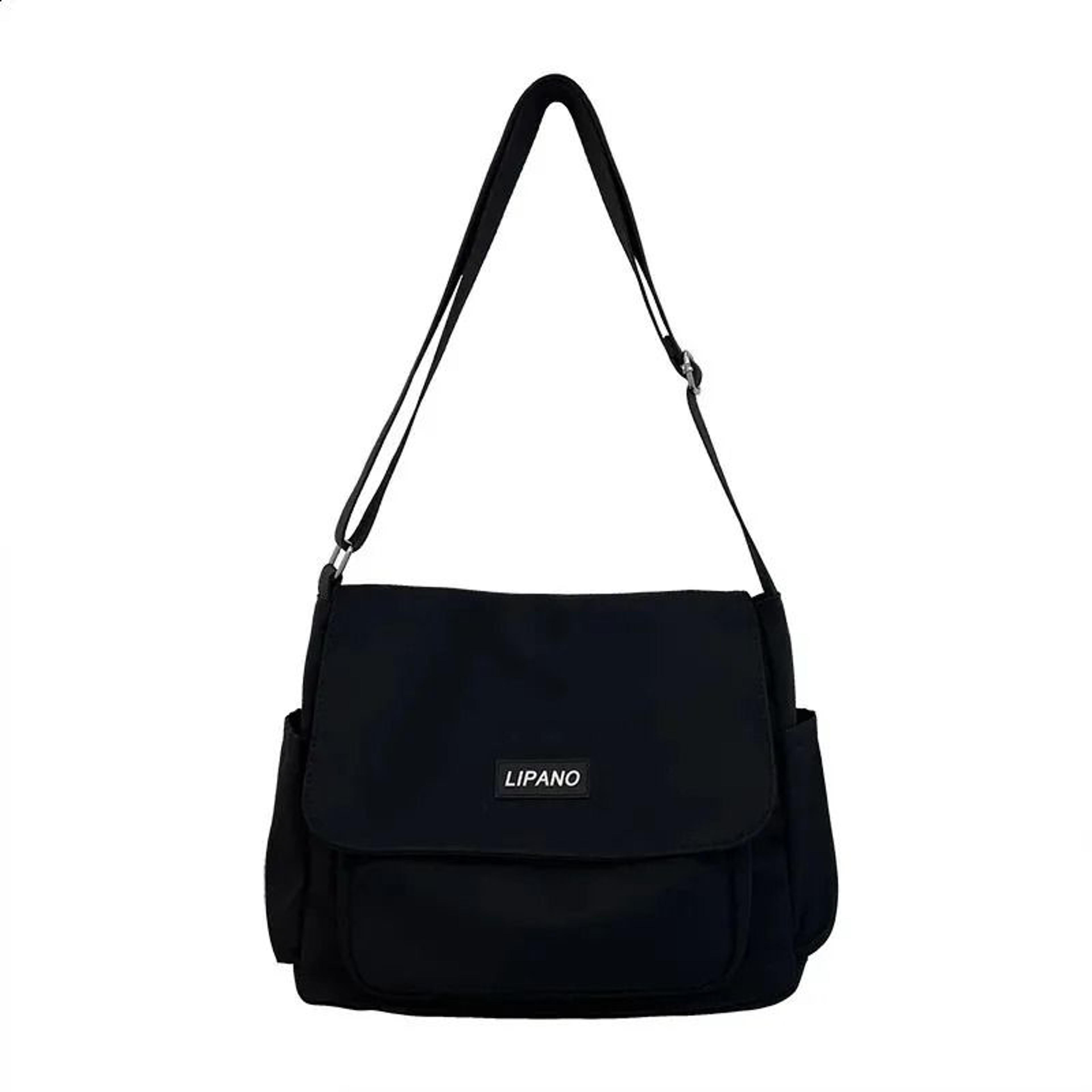 nylon shoulder messenger bag with black or white color options