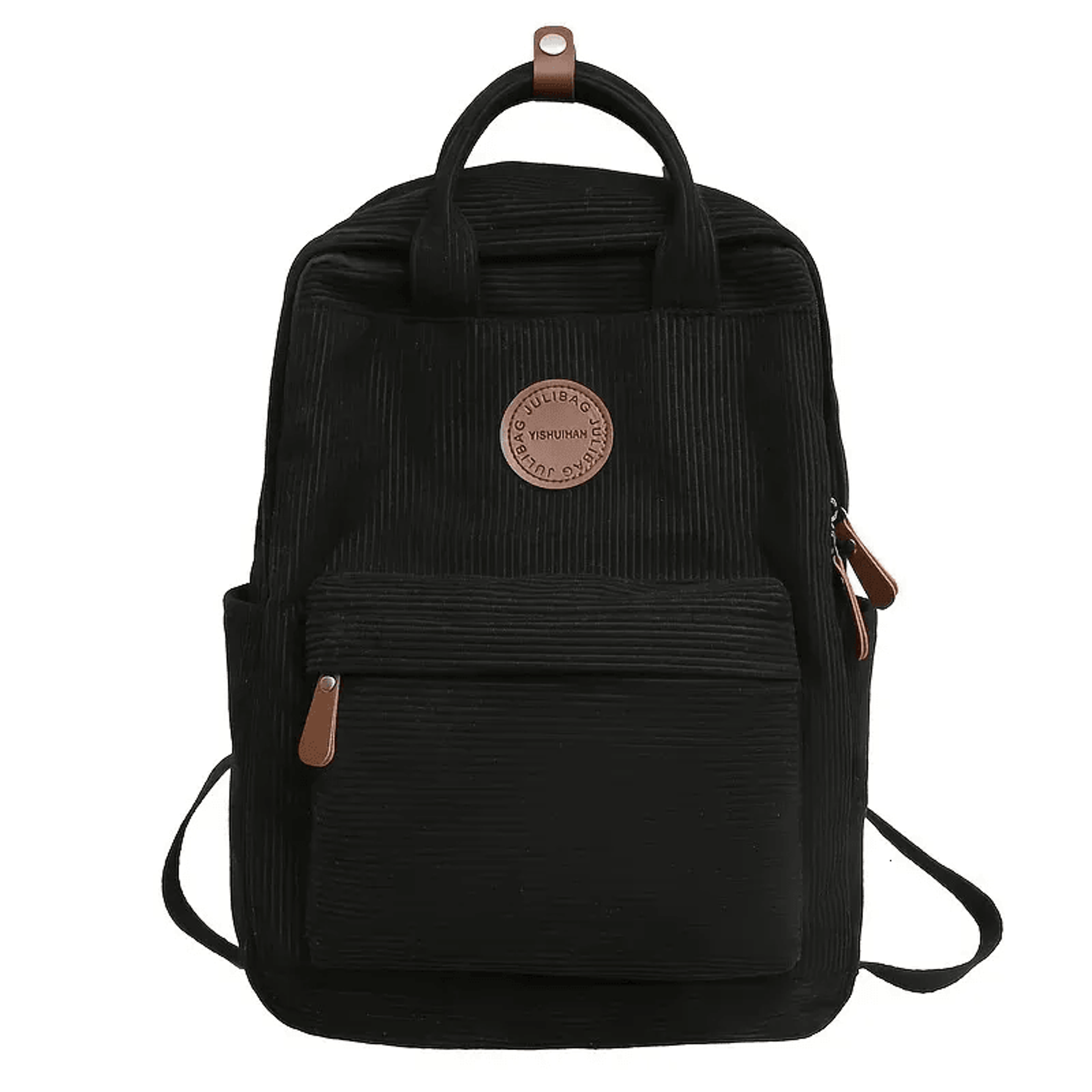 corduroy backpack for teens with laptop compartment and zipper pocket