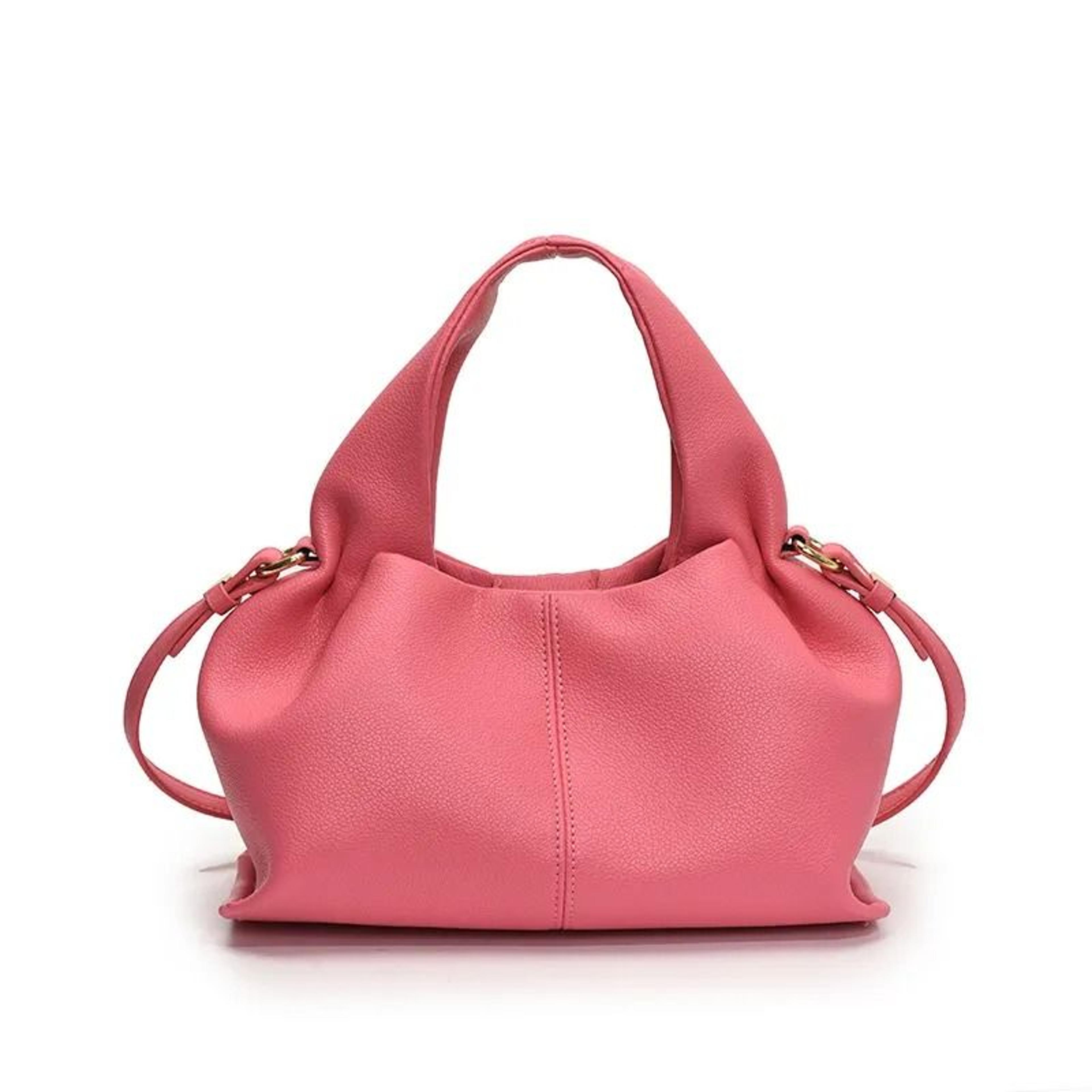 waxed leather bucket bag with shoulder and crossbody carry