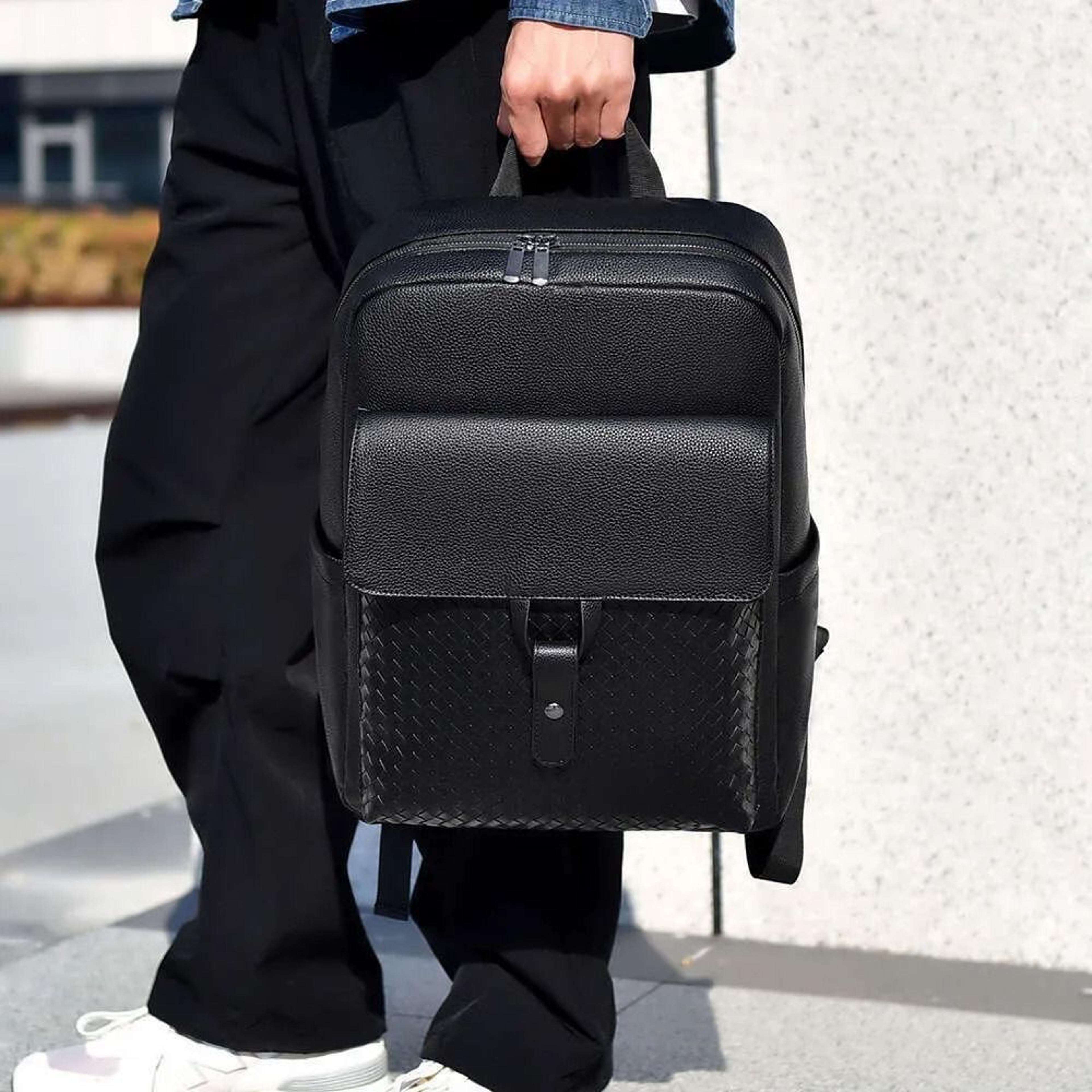 woven large capacity laptop backpack for men