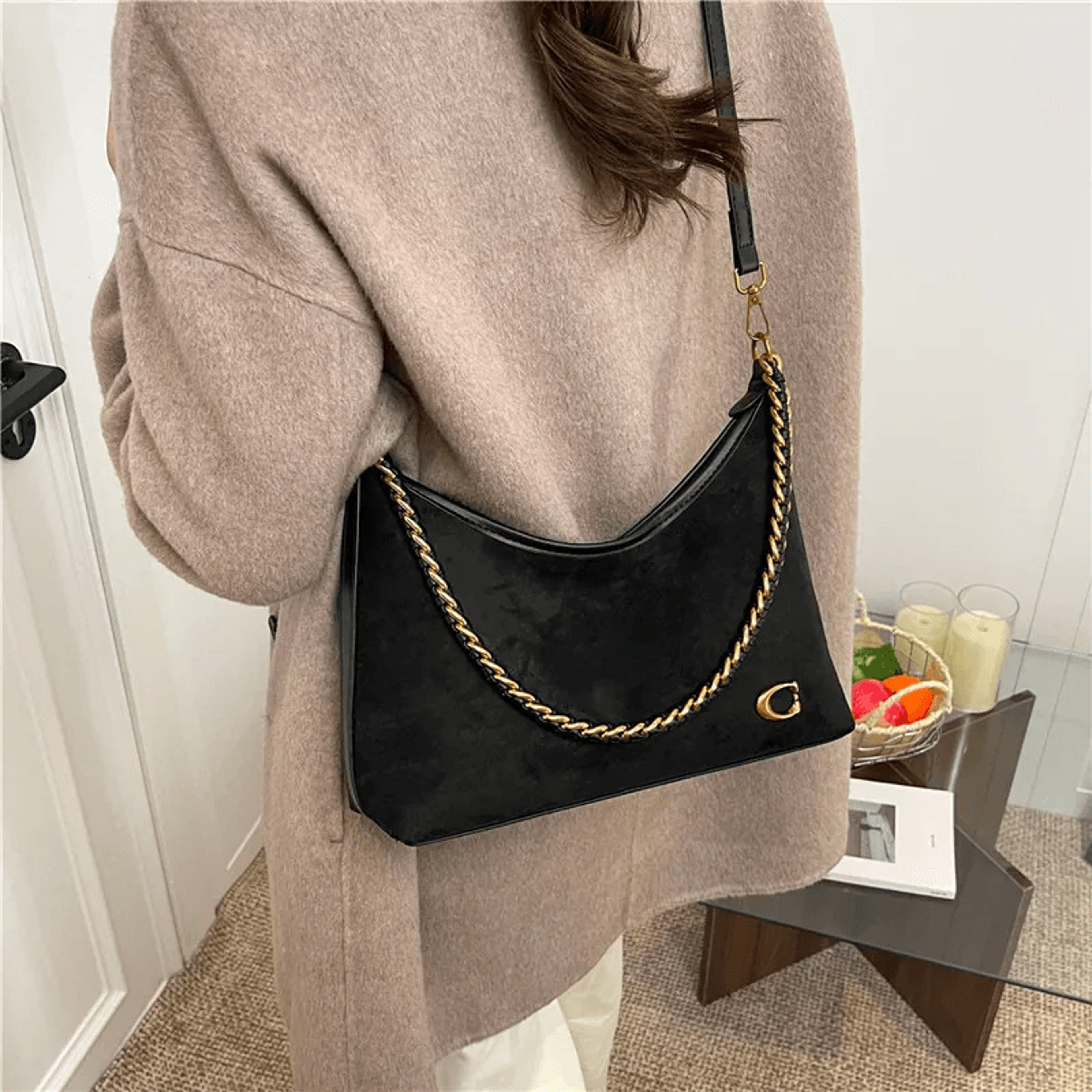 women chain underarm bag large capacity shoulder crossbody purse