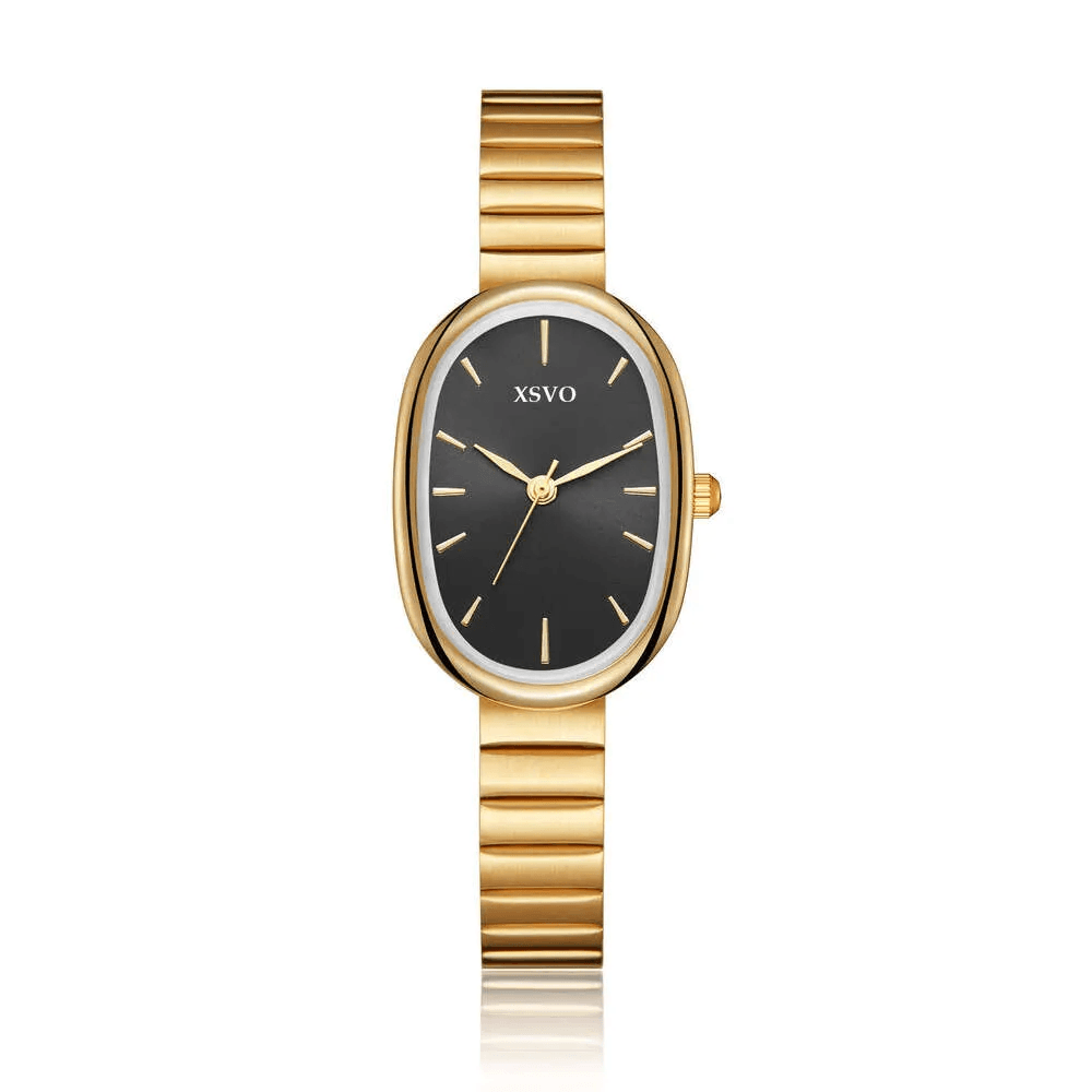 vintage oval dial steel band pointer watch for women
