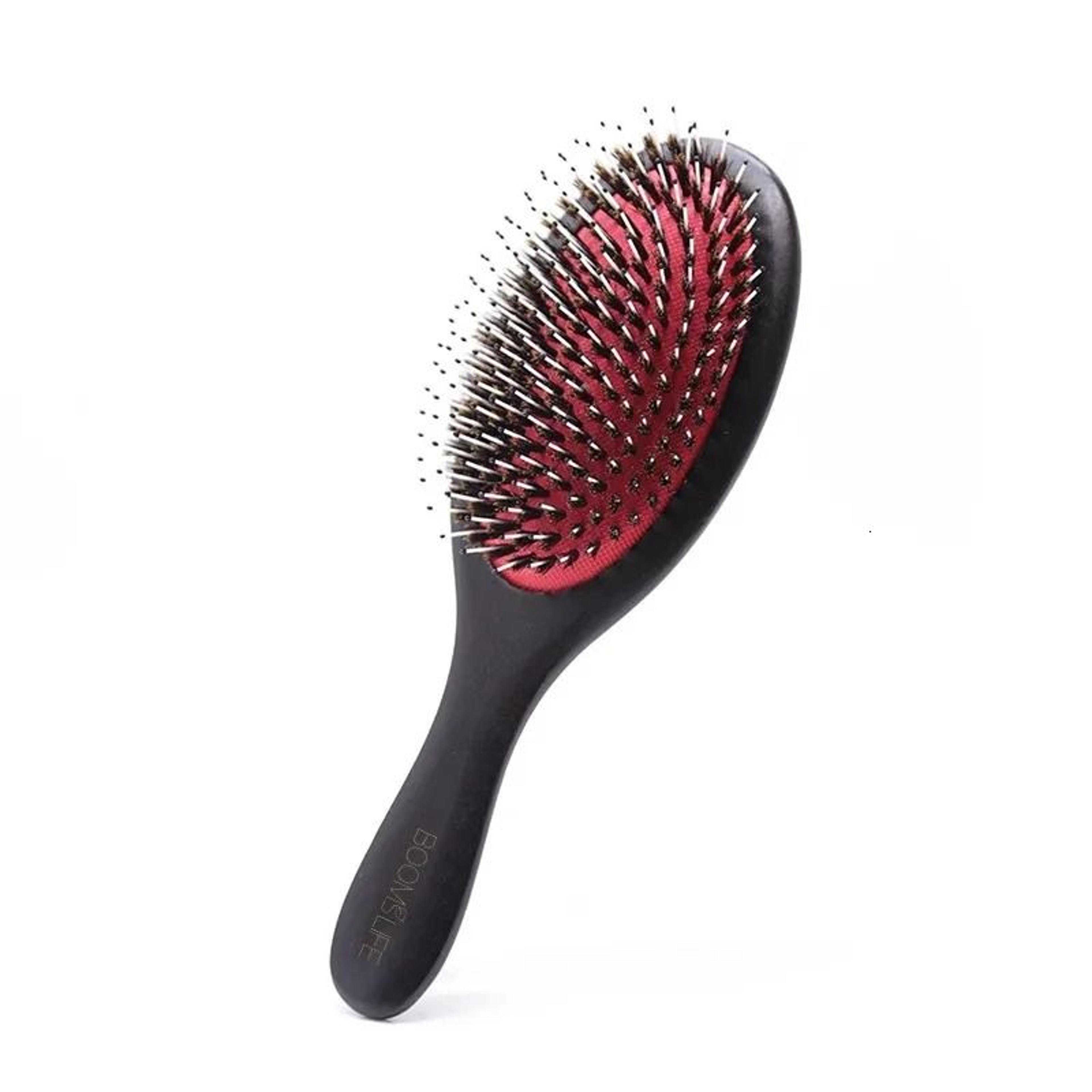 boar bristle hair brush with wooden handle for detangling and scalp massage