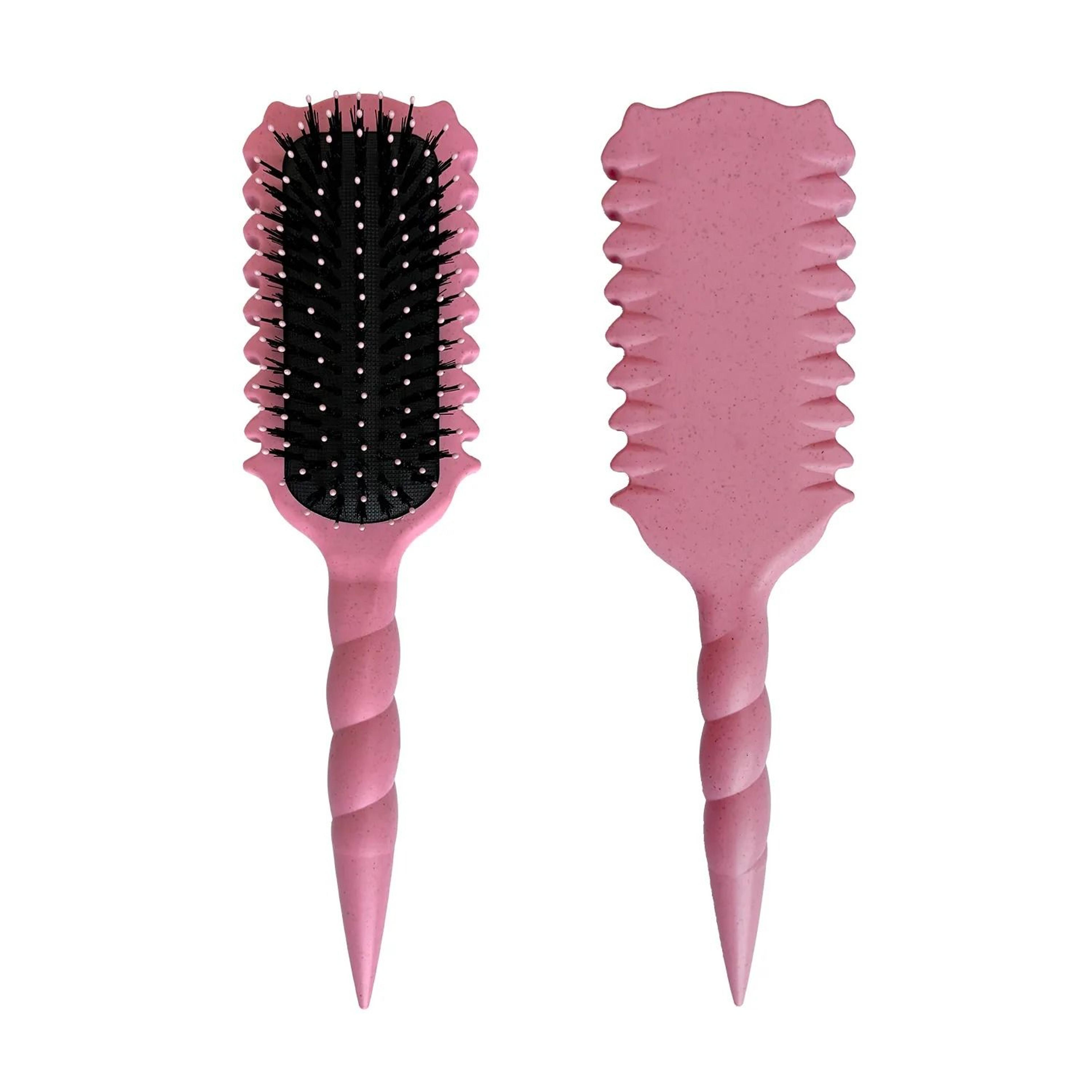 pig bristle and nylon spiral hair brush for curling detangling and scalp massage