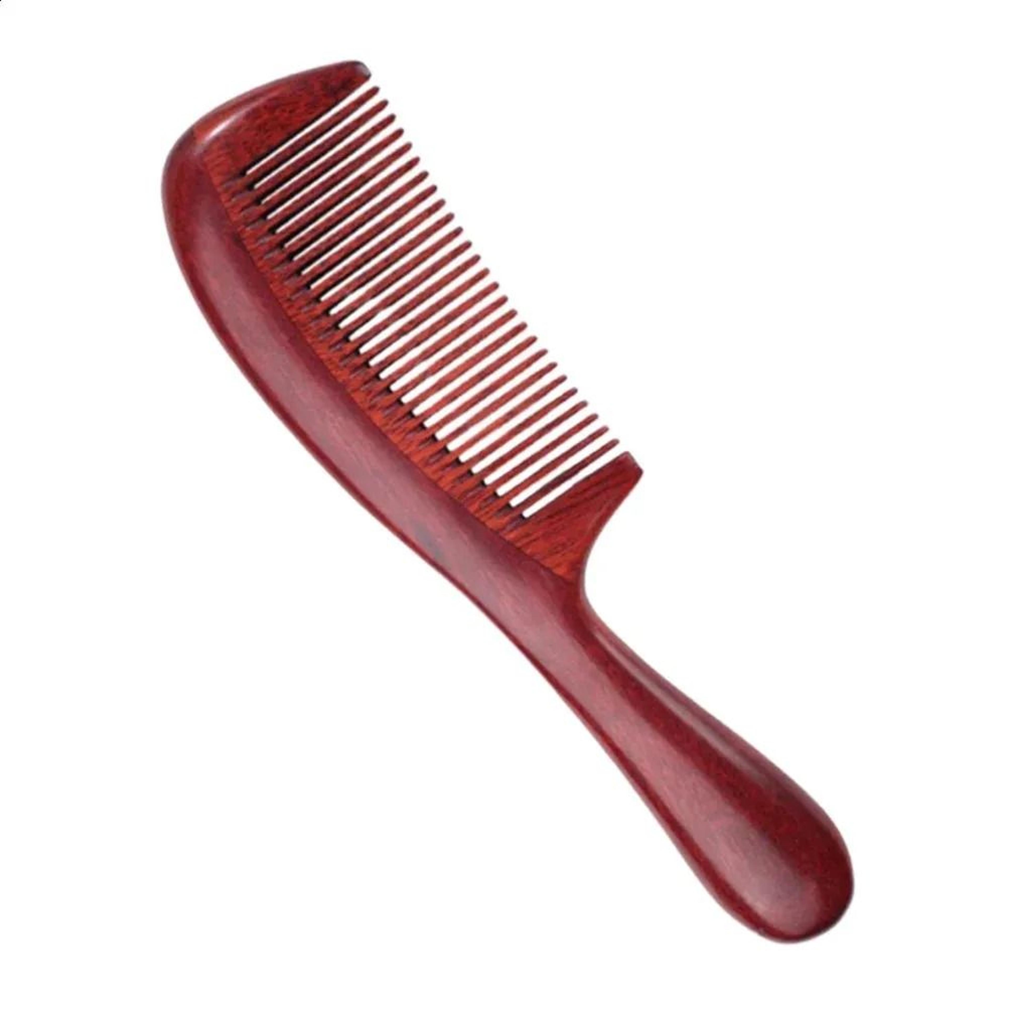 natural sandalwood hair comb with round handle anti-static scalp massage design
