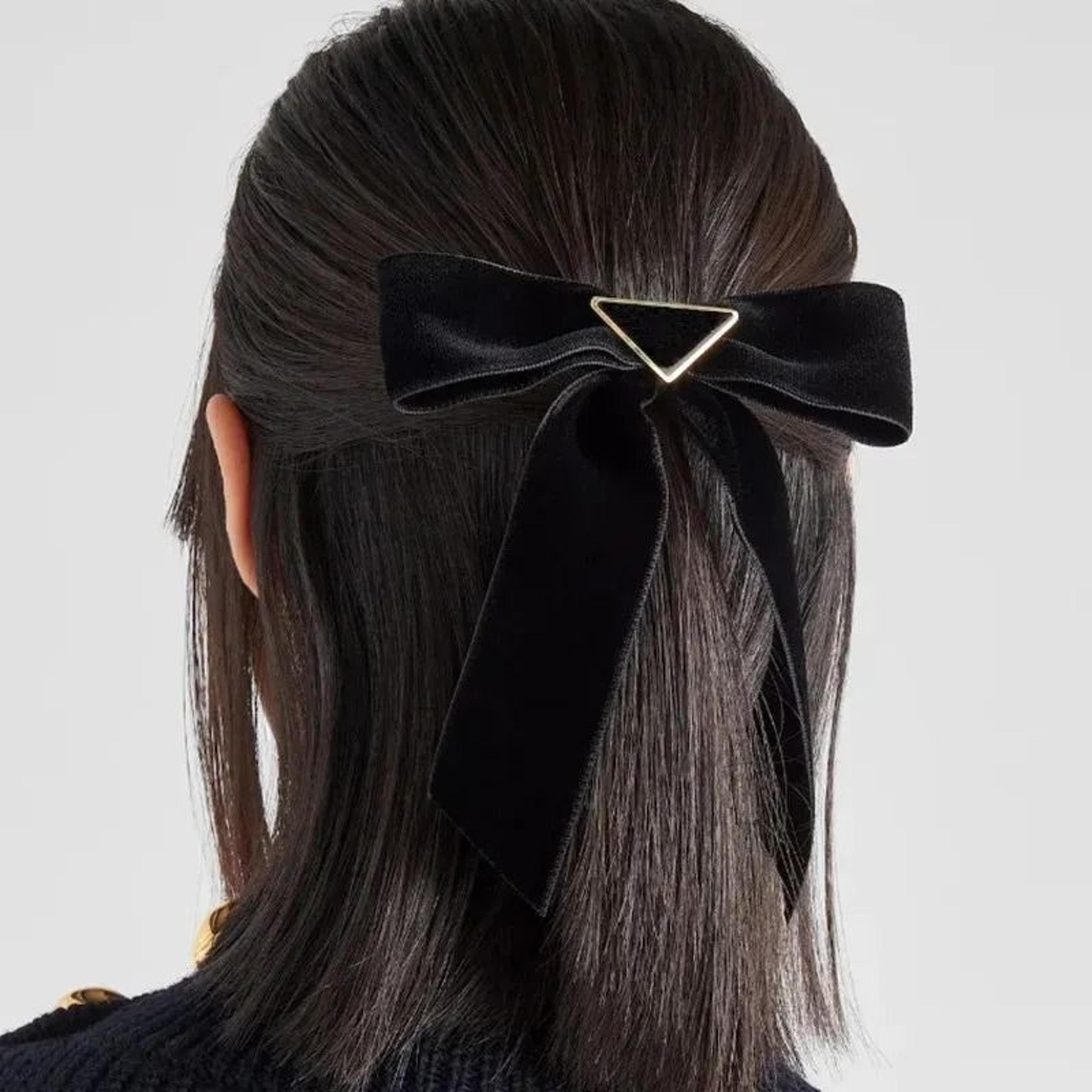 velvet bow french hair clip barrette large milan style hair accessory