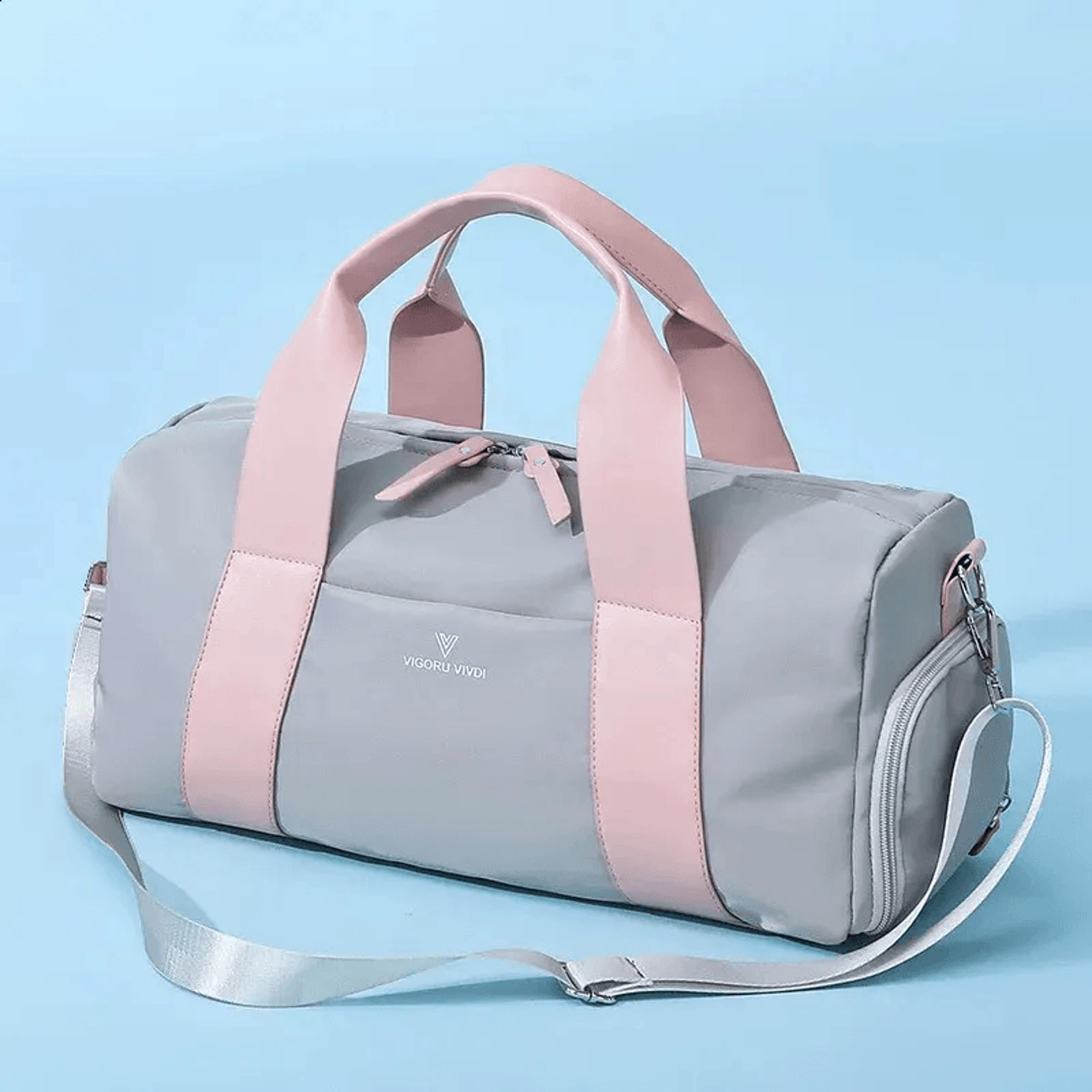 gym duffel bag for women with shoe compartment and adjustable shoulder strap