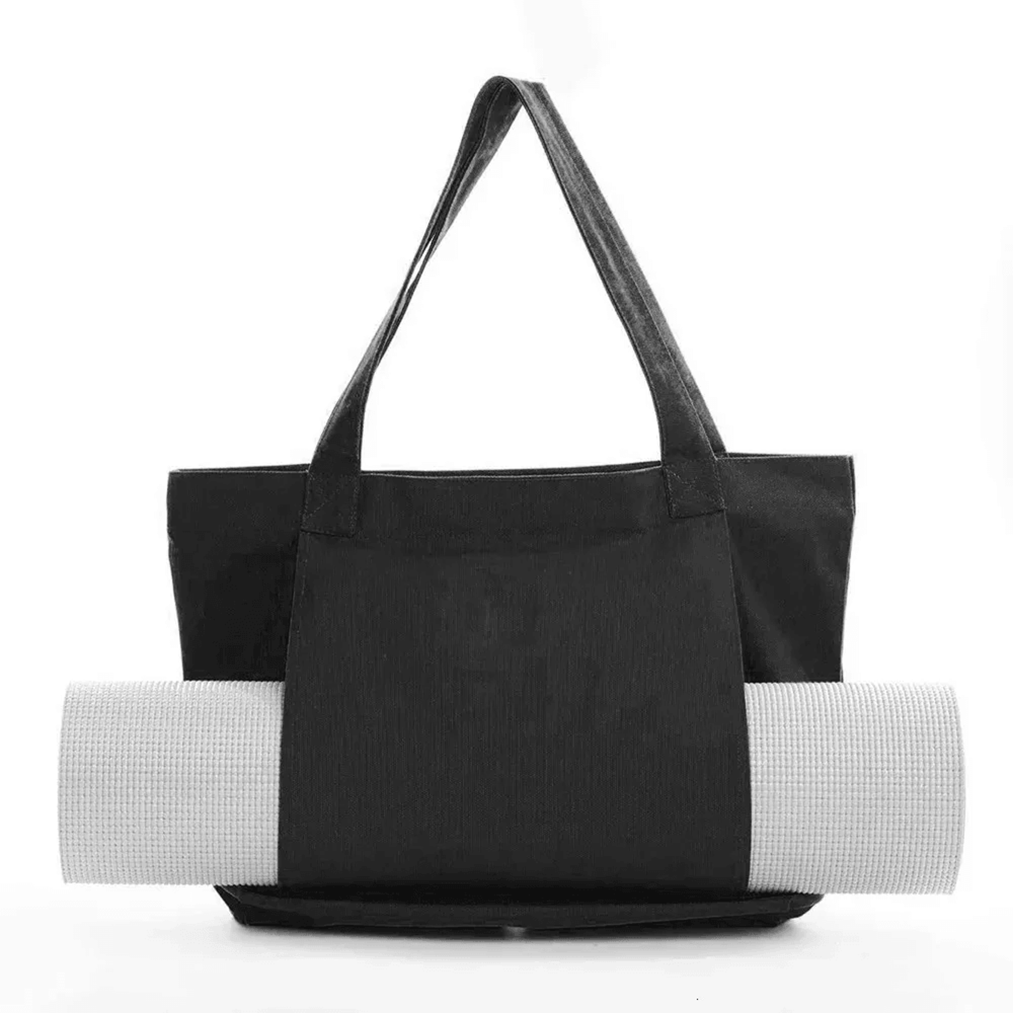 canvas yoga mat tote bag with external holder and large capacity