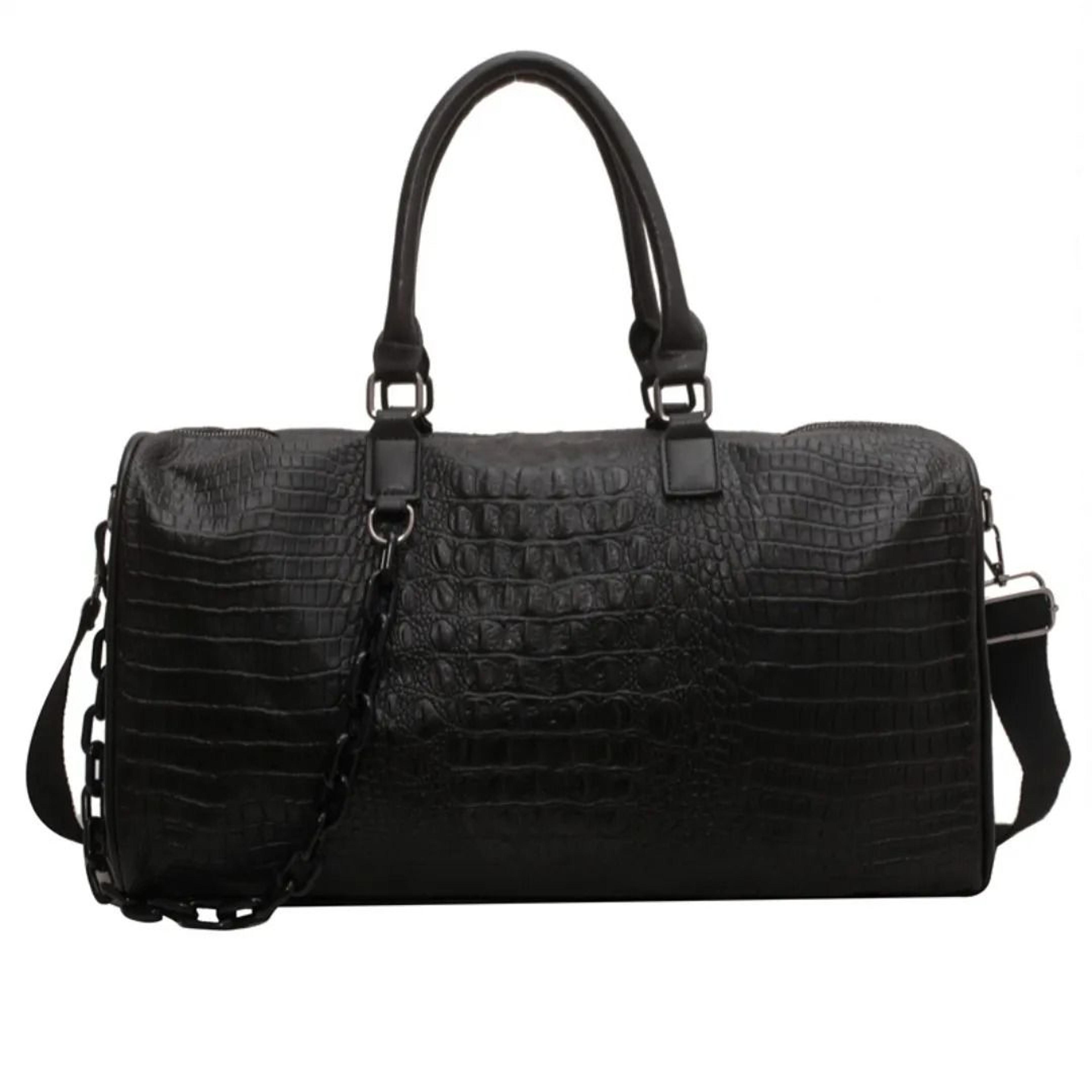 crocodile embossed leather duffel bag for women large travel tote