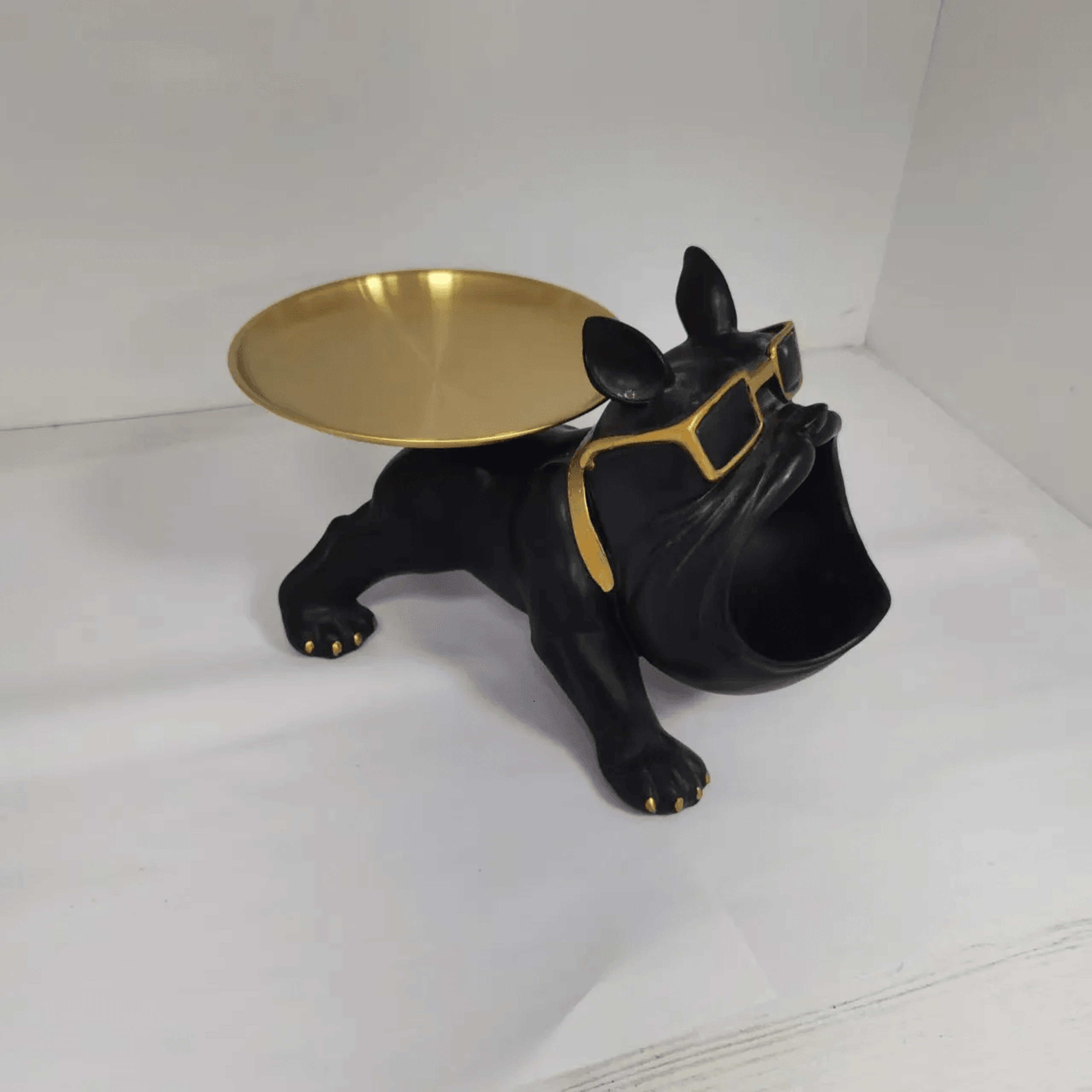 bulldog storage decor tray for entryway and tabletop