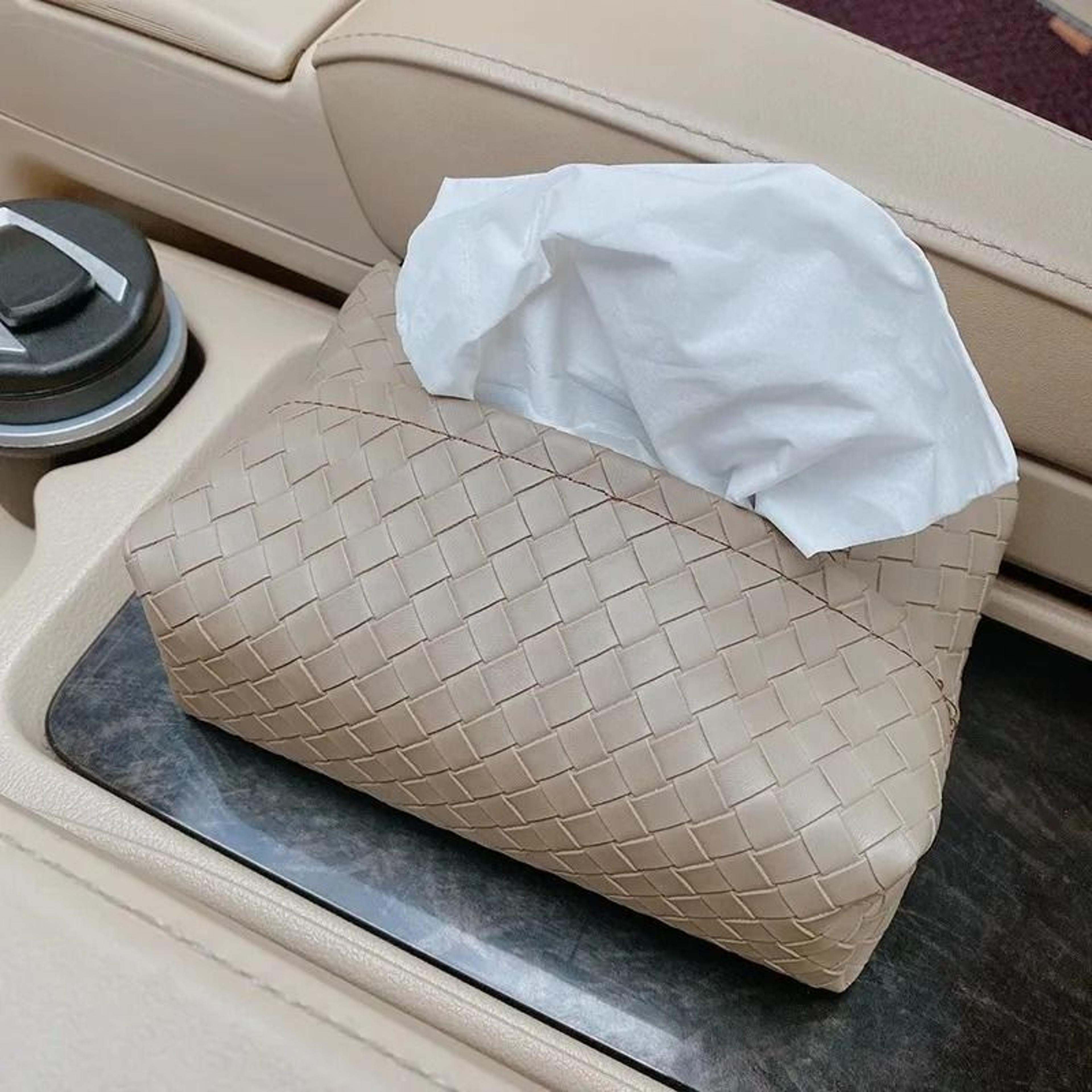 woven texture tissue box holder for home dining table and car decor