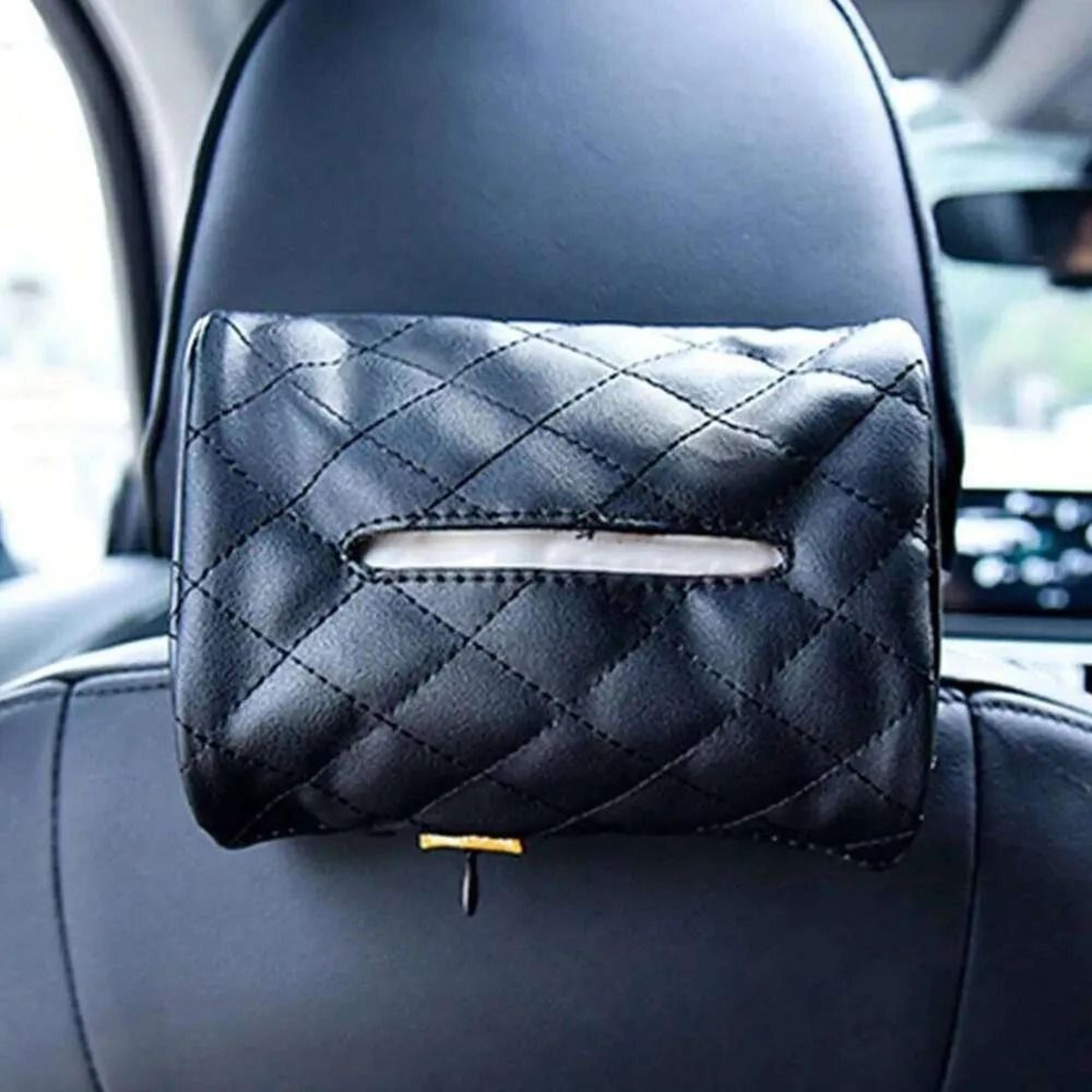 leather car tissue box backrest organizer