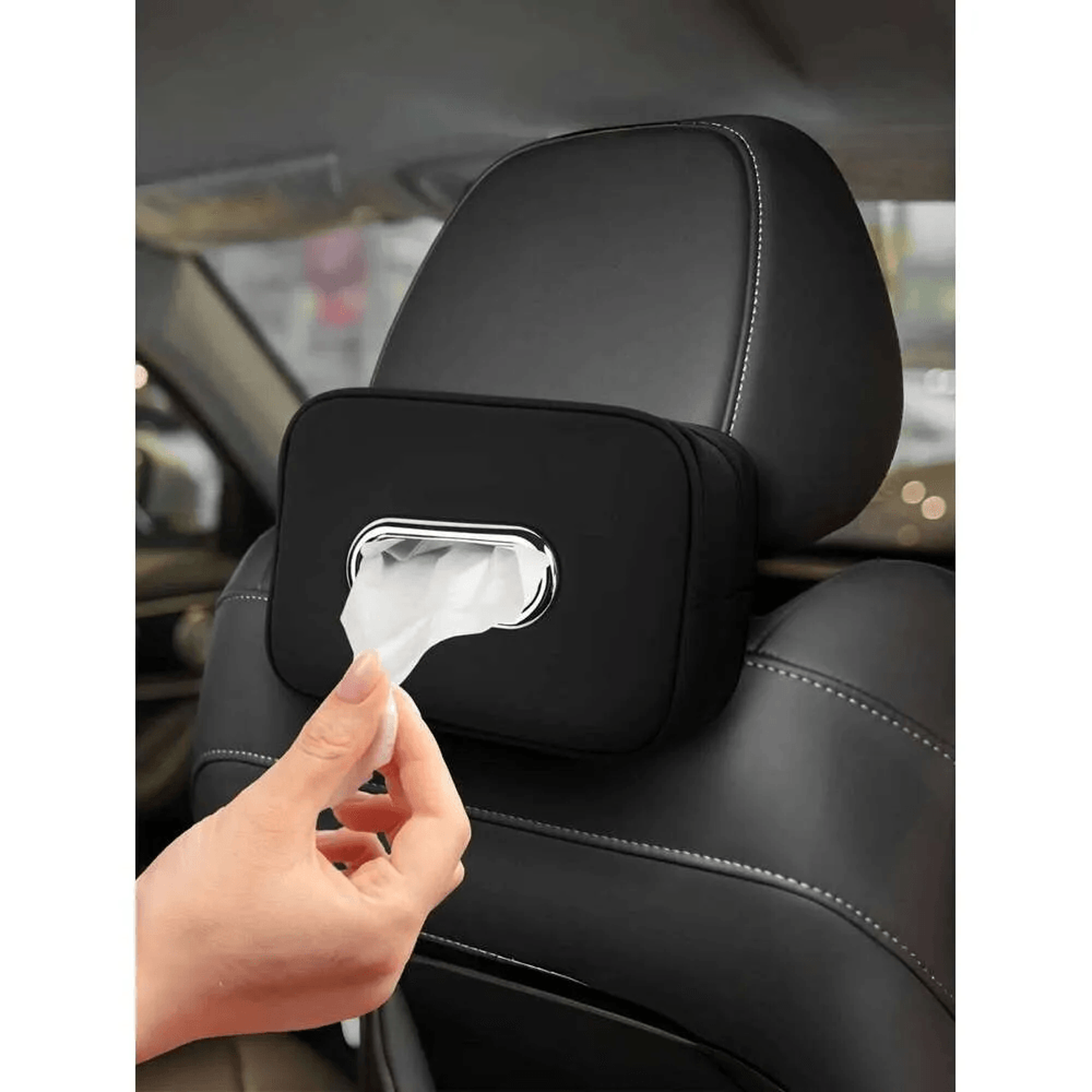 pu leather car tissue box holder with stain resistant surface