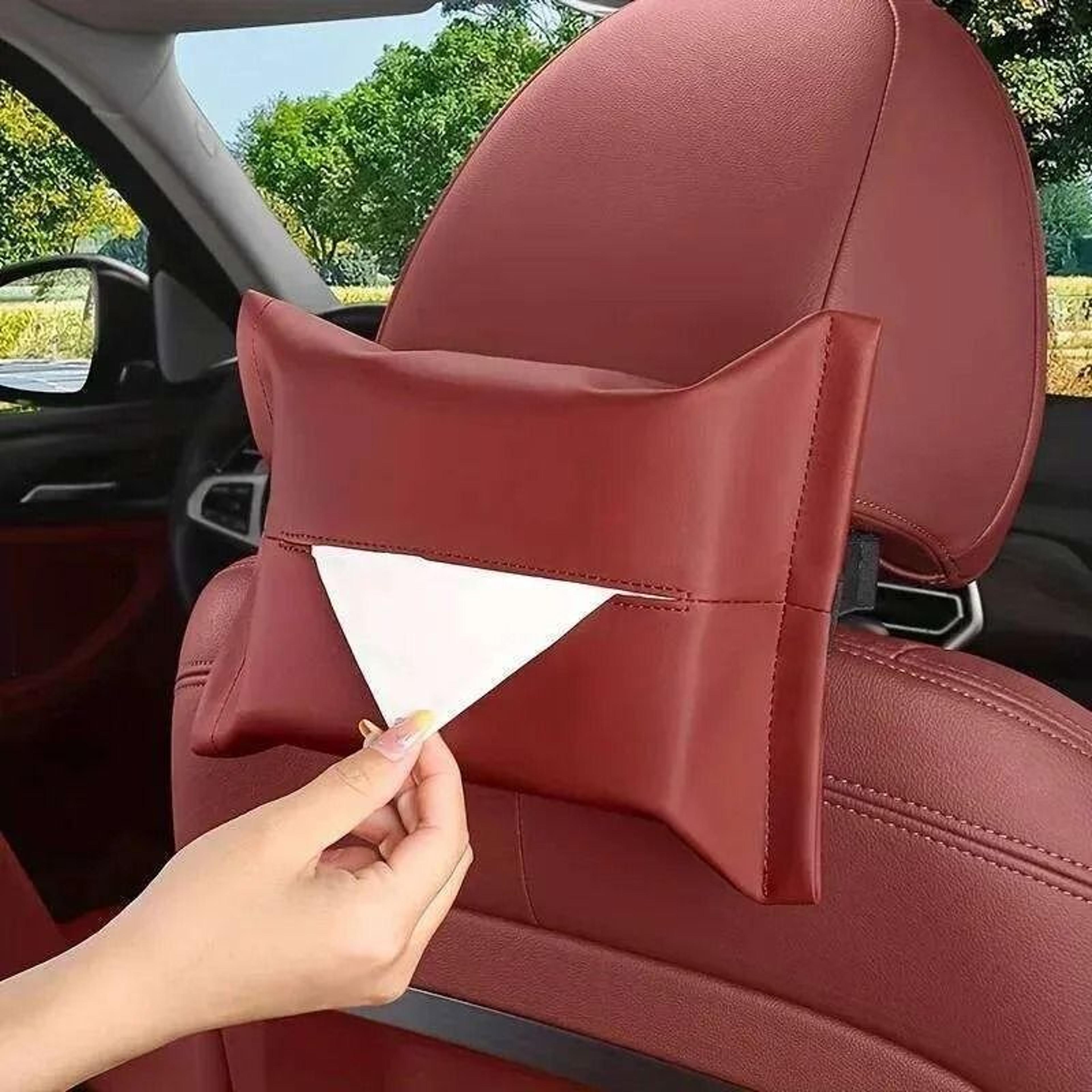 car tissue holder with headrest and sun visor mounting