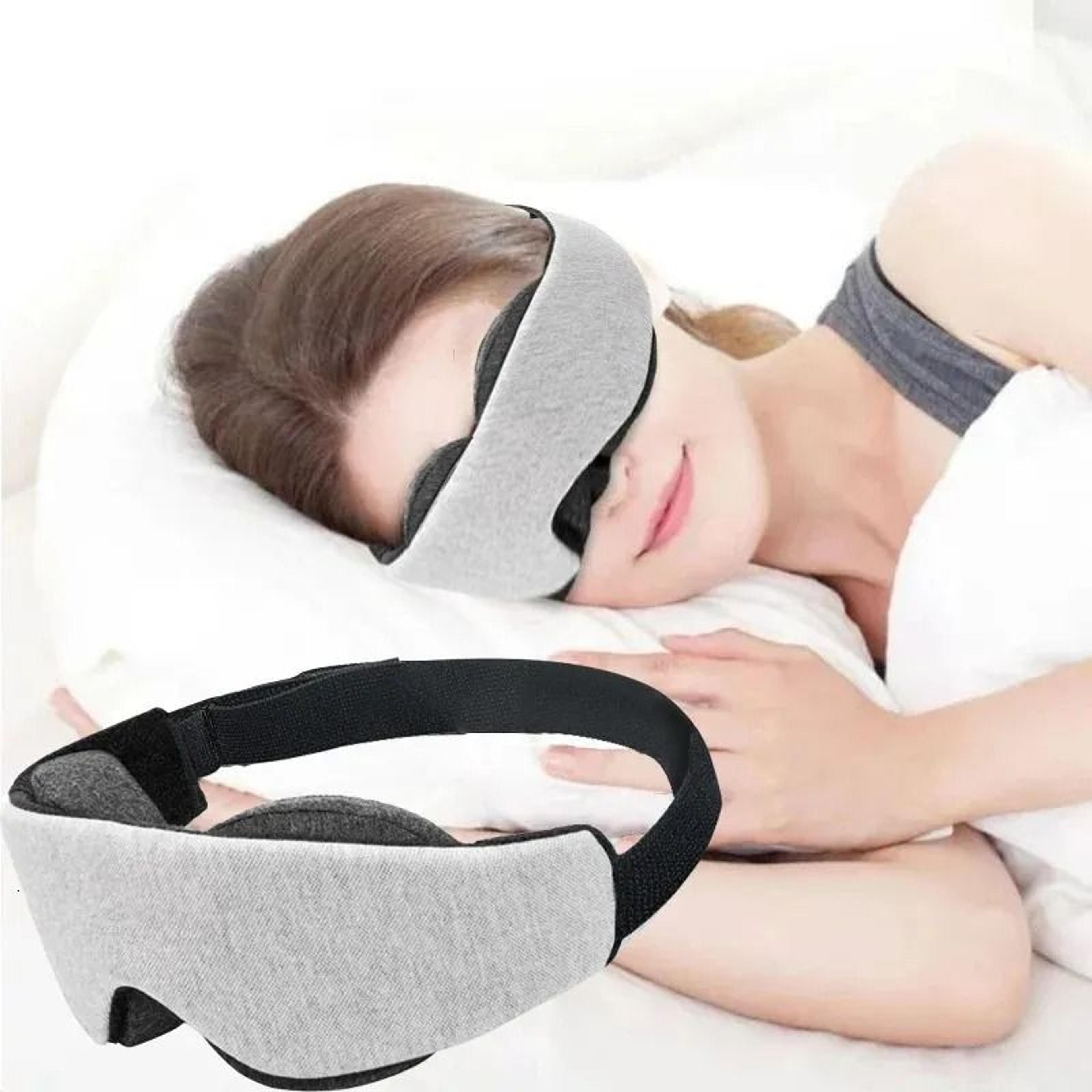weighted blackout sleep mask with contoured eye cups and adjustable strap