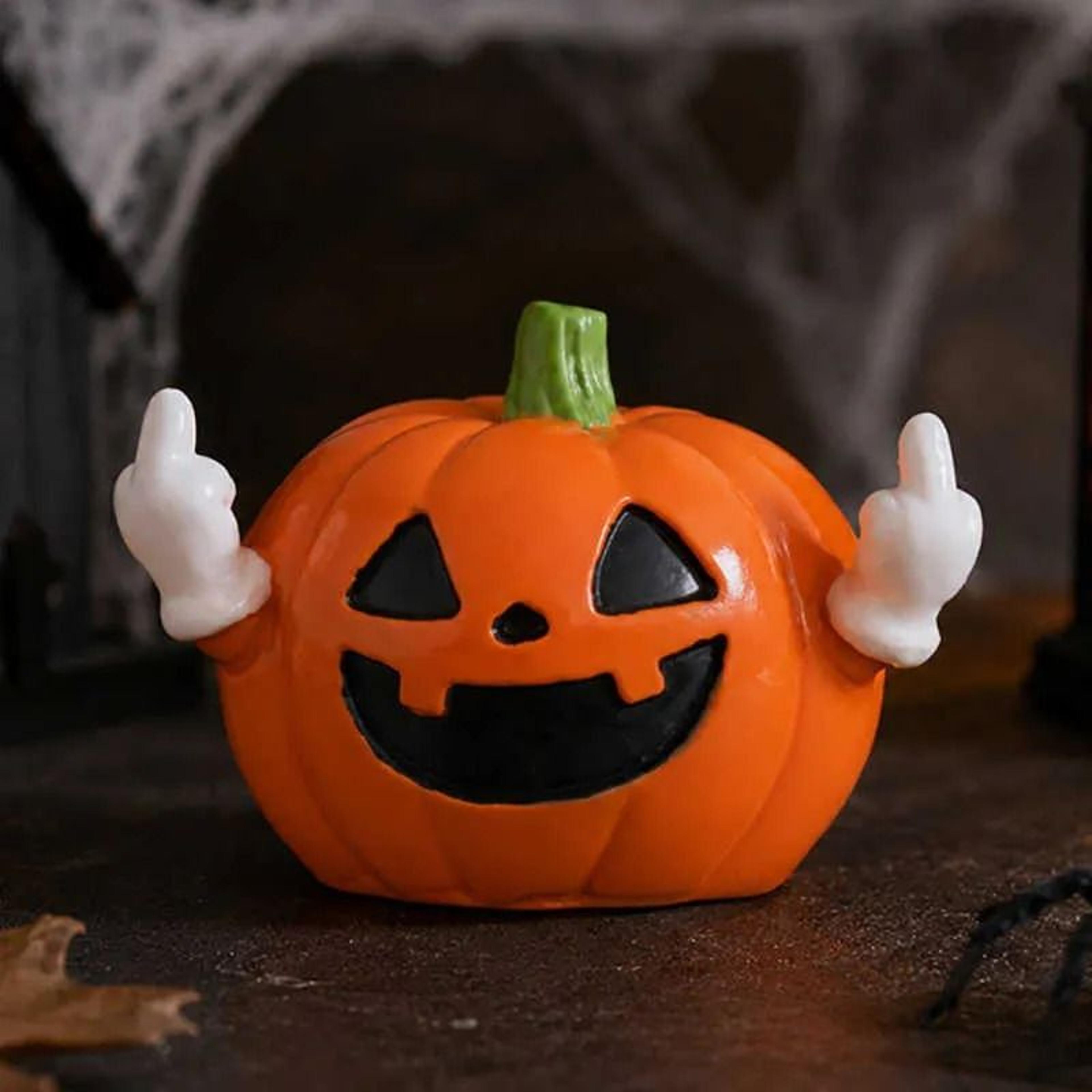 mini pumpkin resin figurine for halloween and thanksgiving tabletop decor