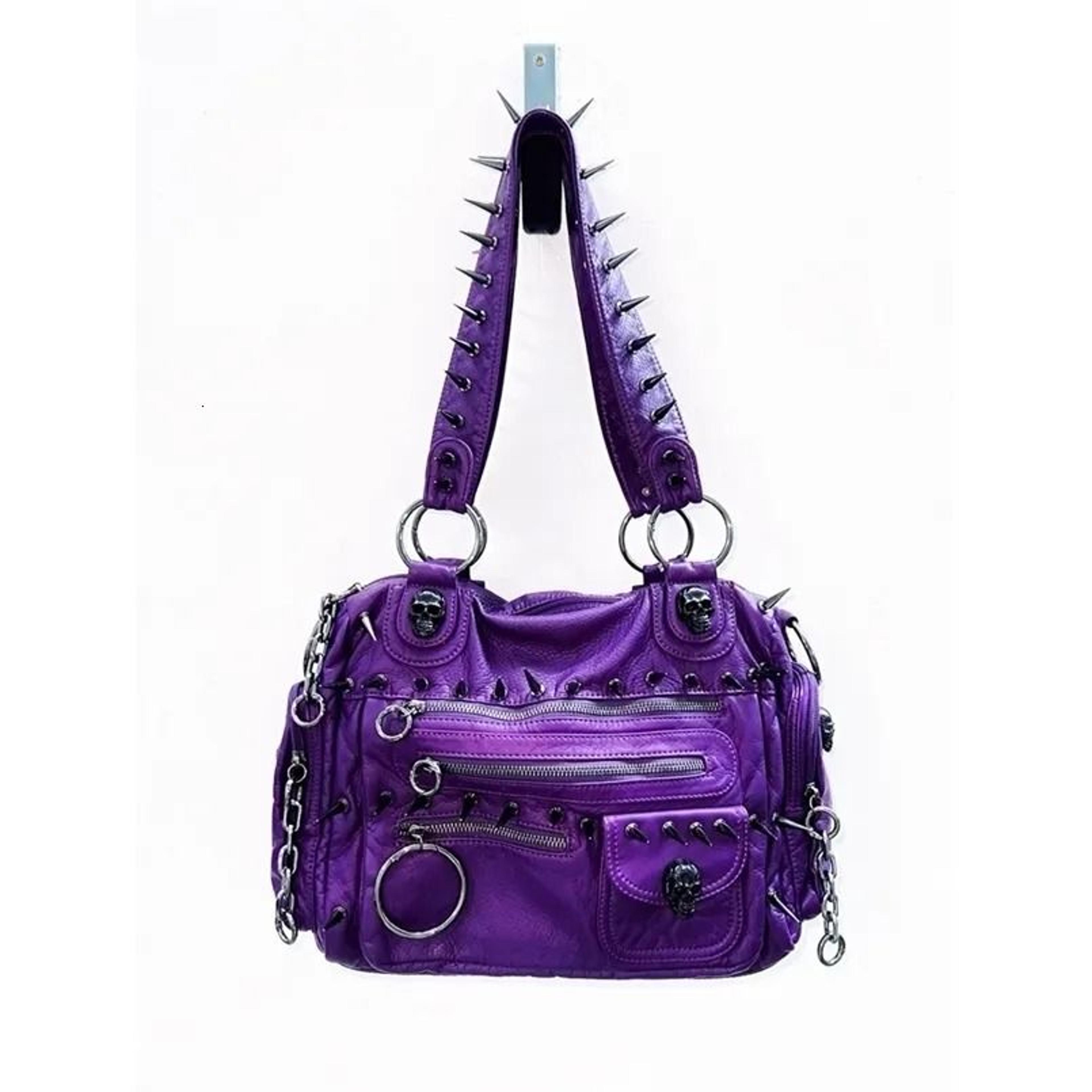 punk rivet gothic shoulder bag with skull detail