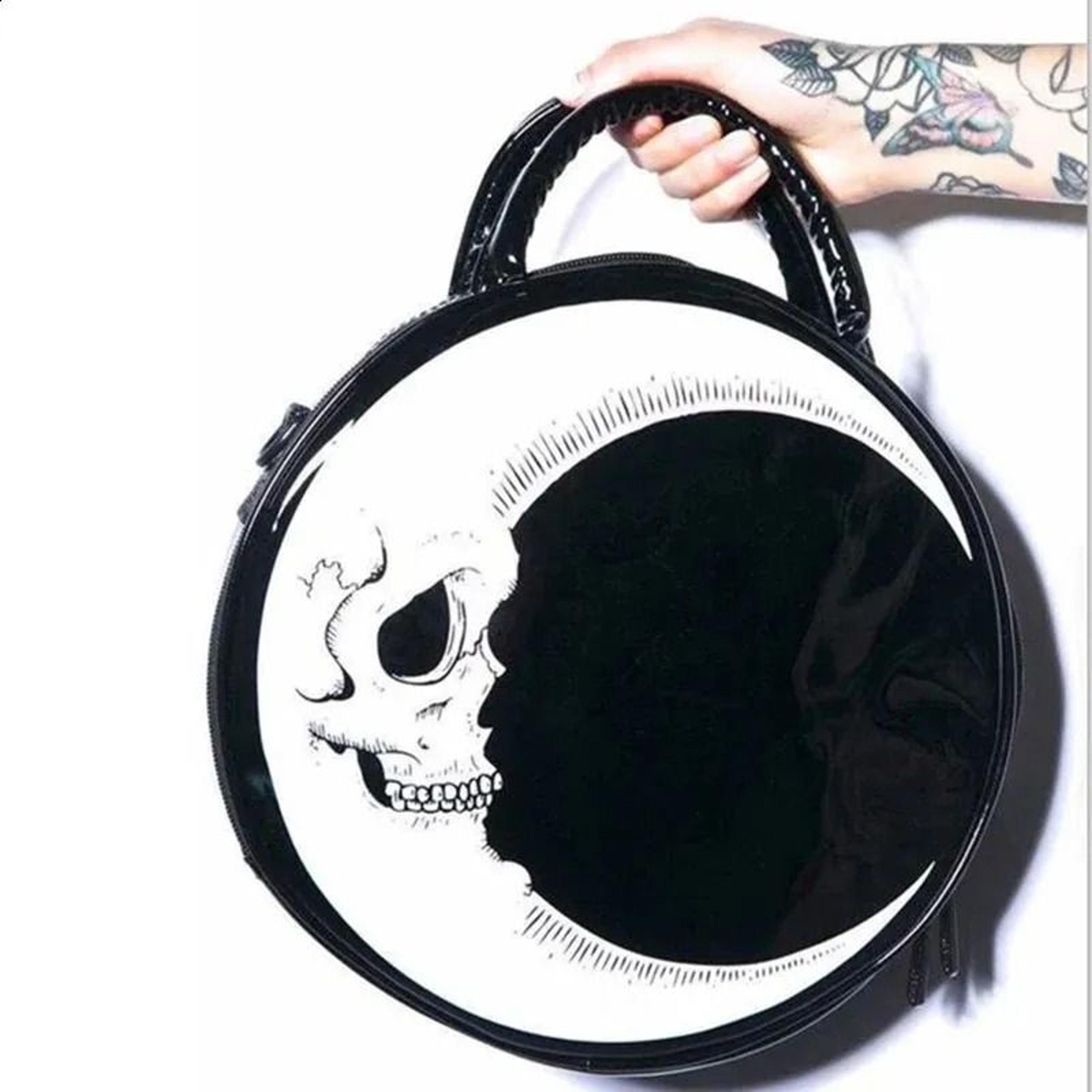 girls gothic skull moon round crossbody shoulder bag