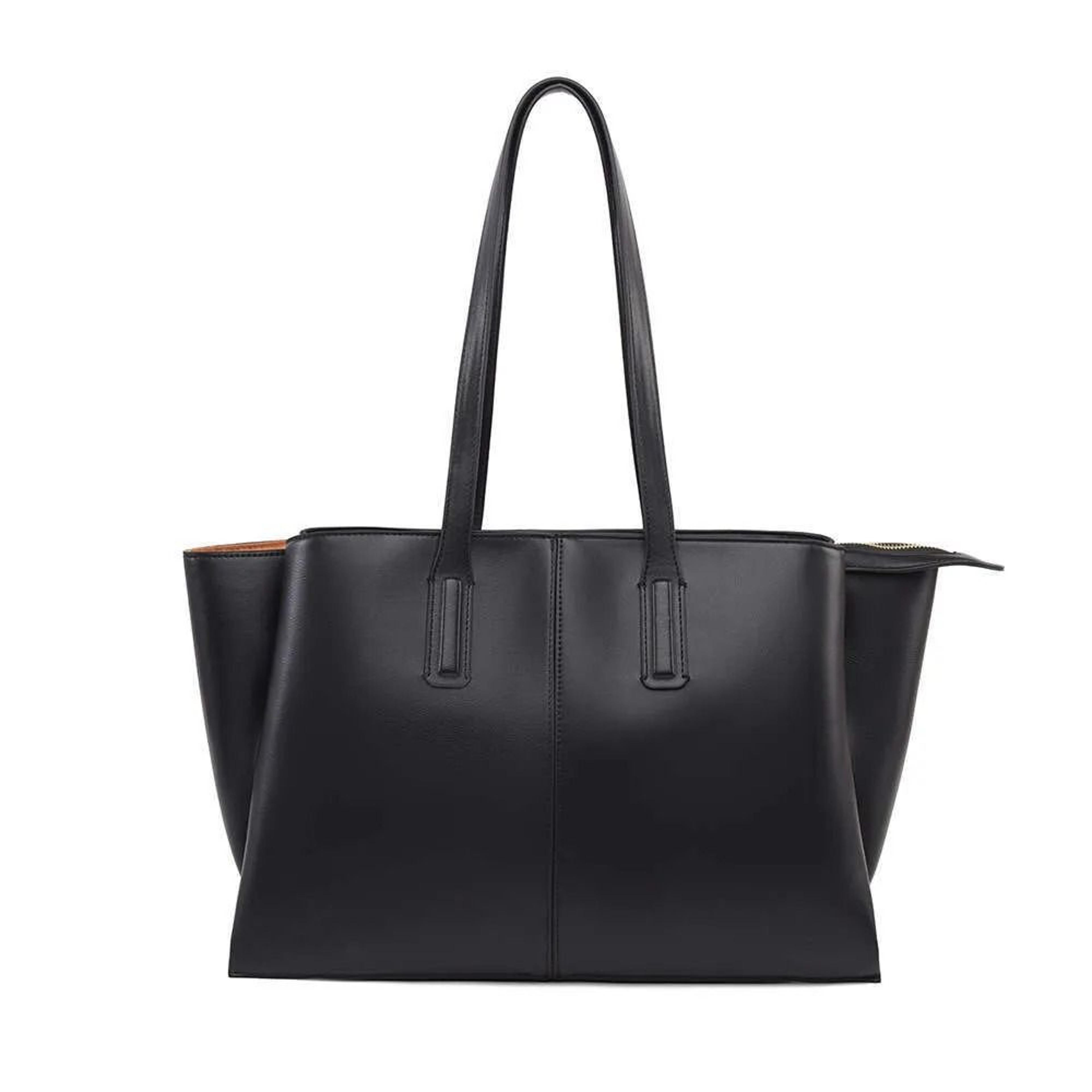 womens large capacity synthetic leather shoulder tote bag