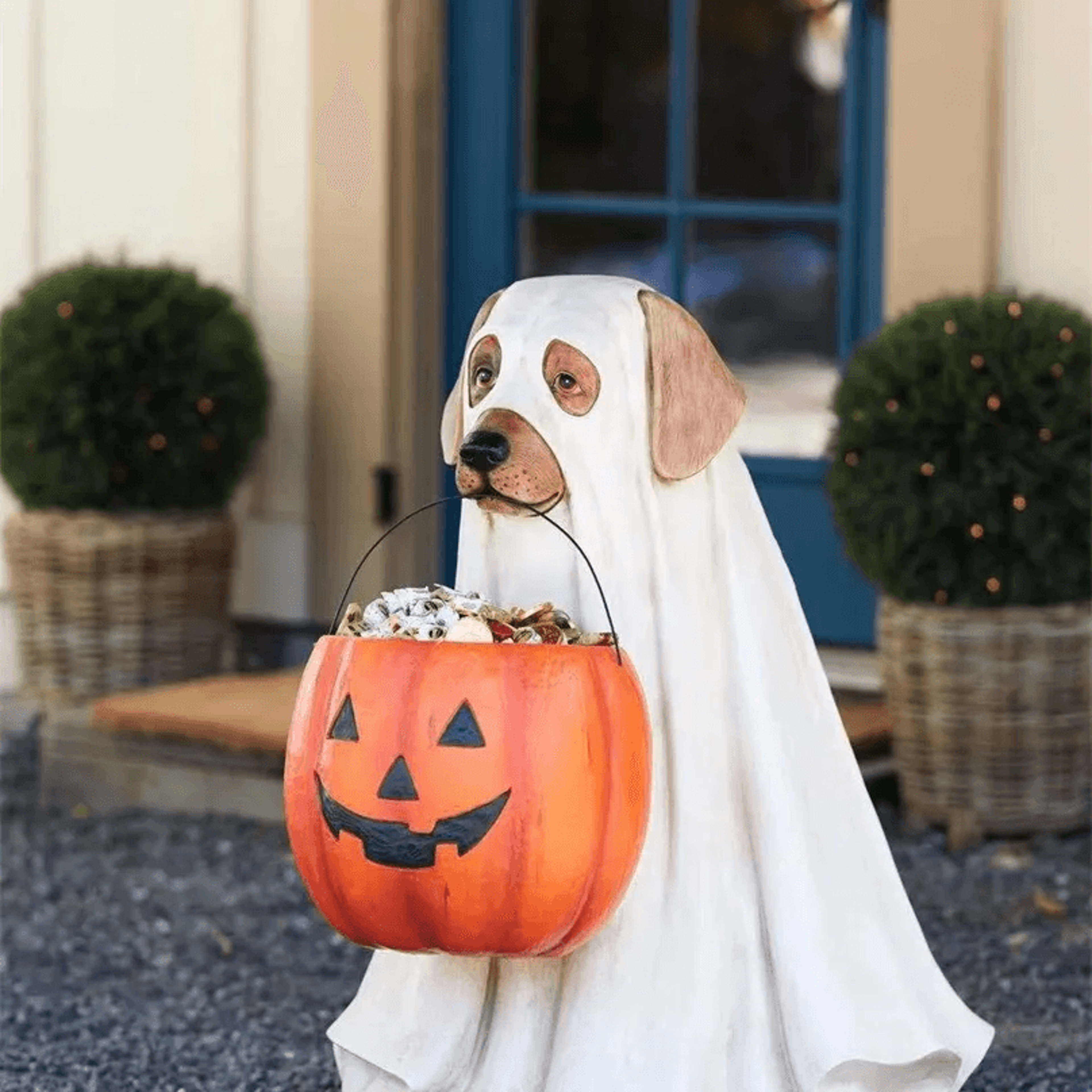halloween puppy pumpkin resin figurine seasonal decoration