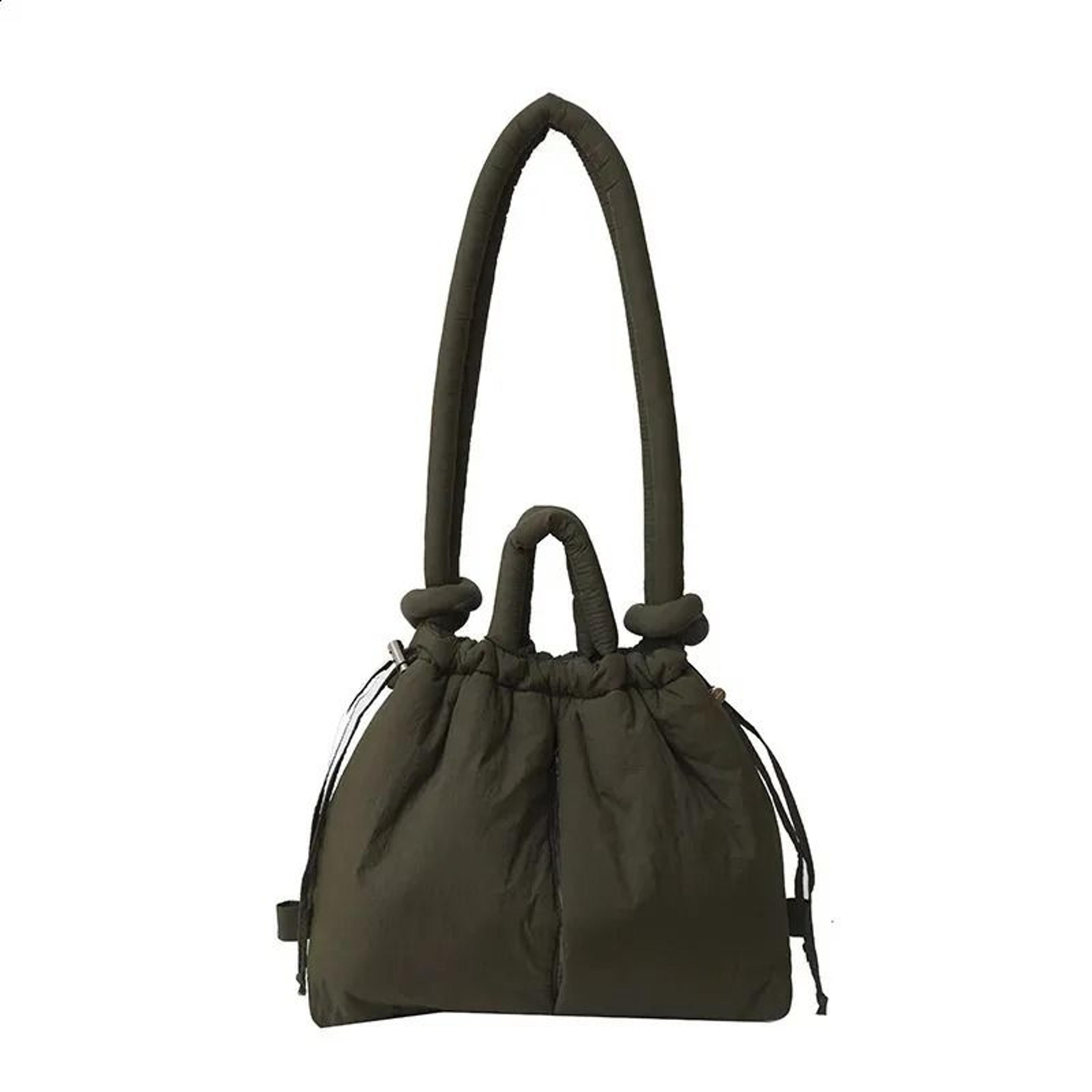 vintage nylon puffer tote bag with shoulder and crossbody carry