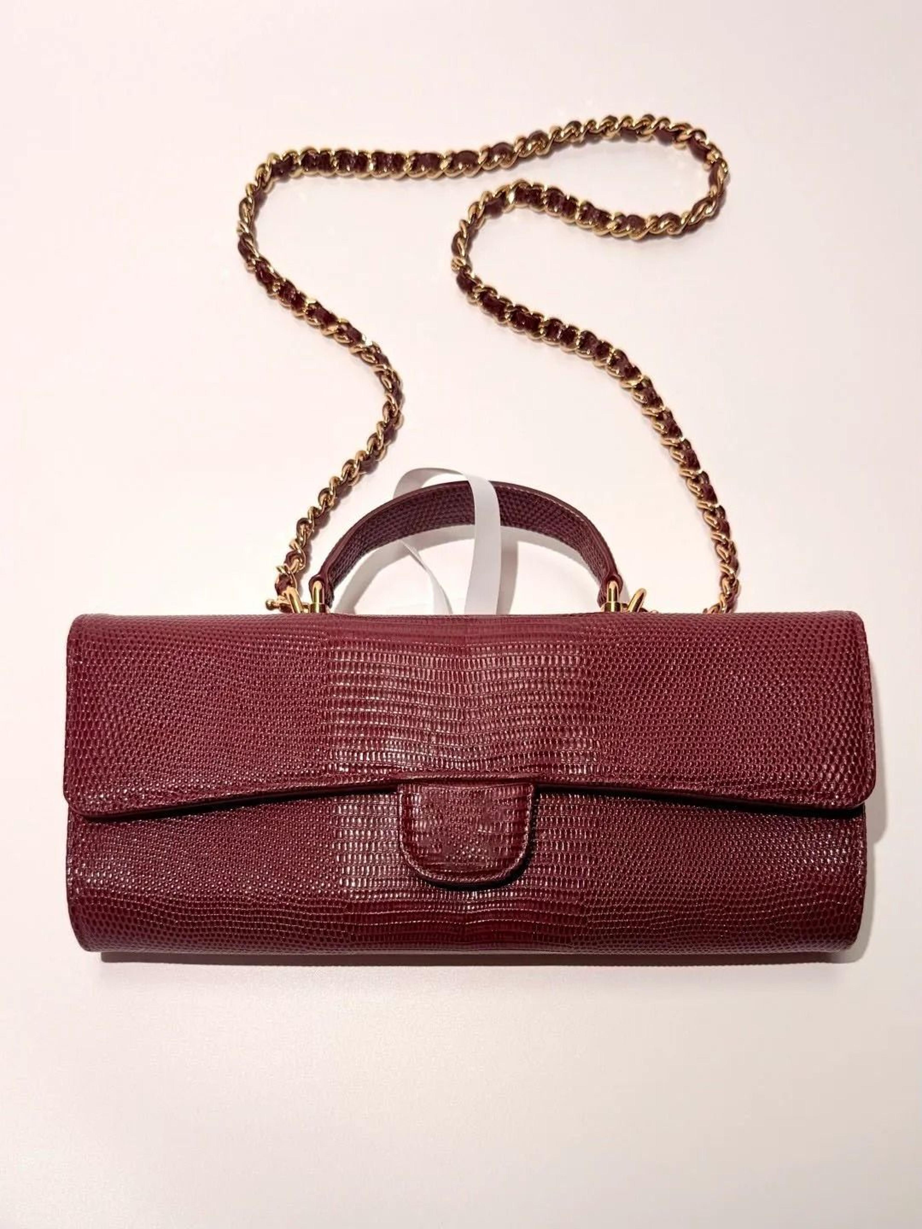 burgundy leather women's shoulder handbag