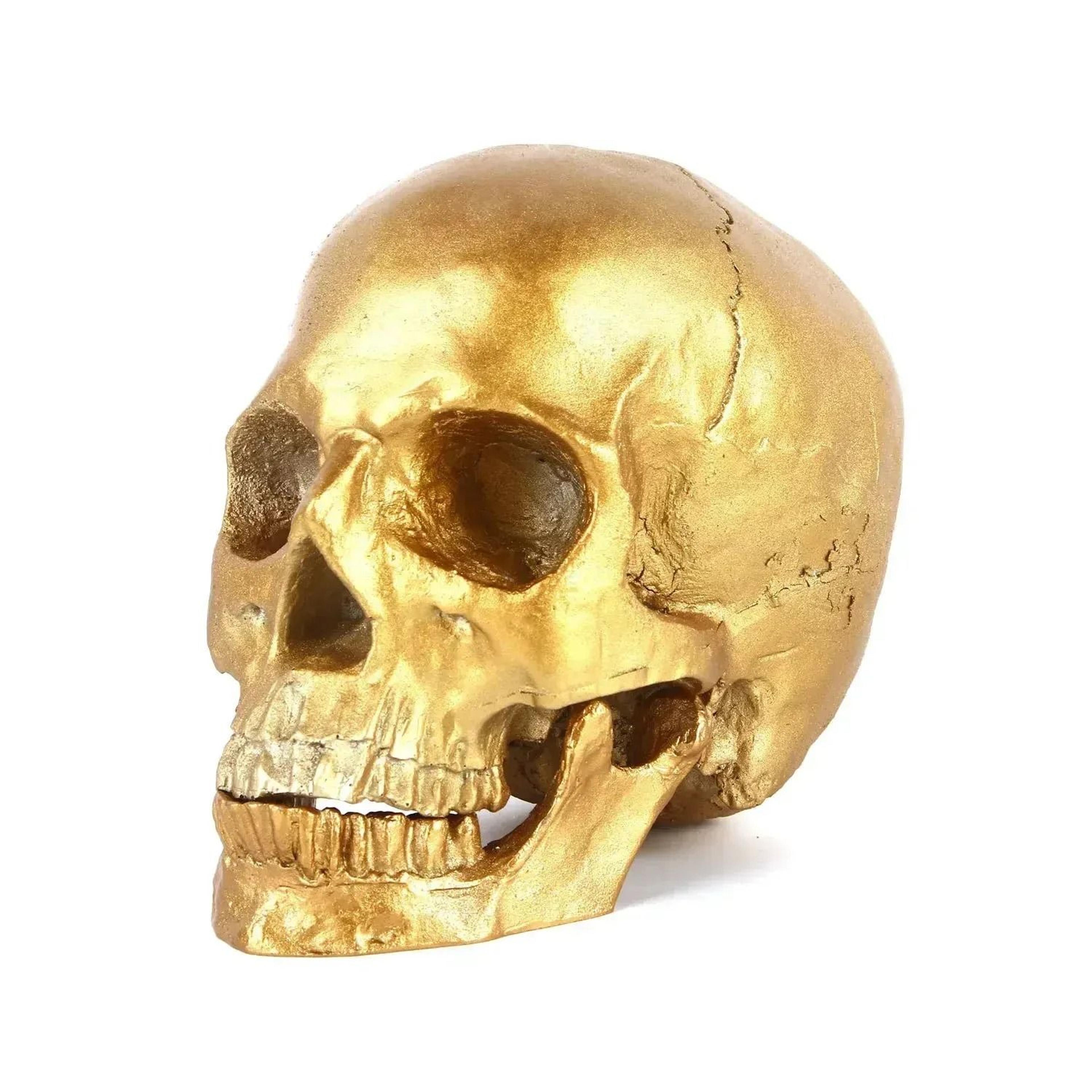 gold resin skull figurine handmade halloween skeleton decoration