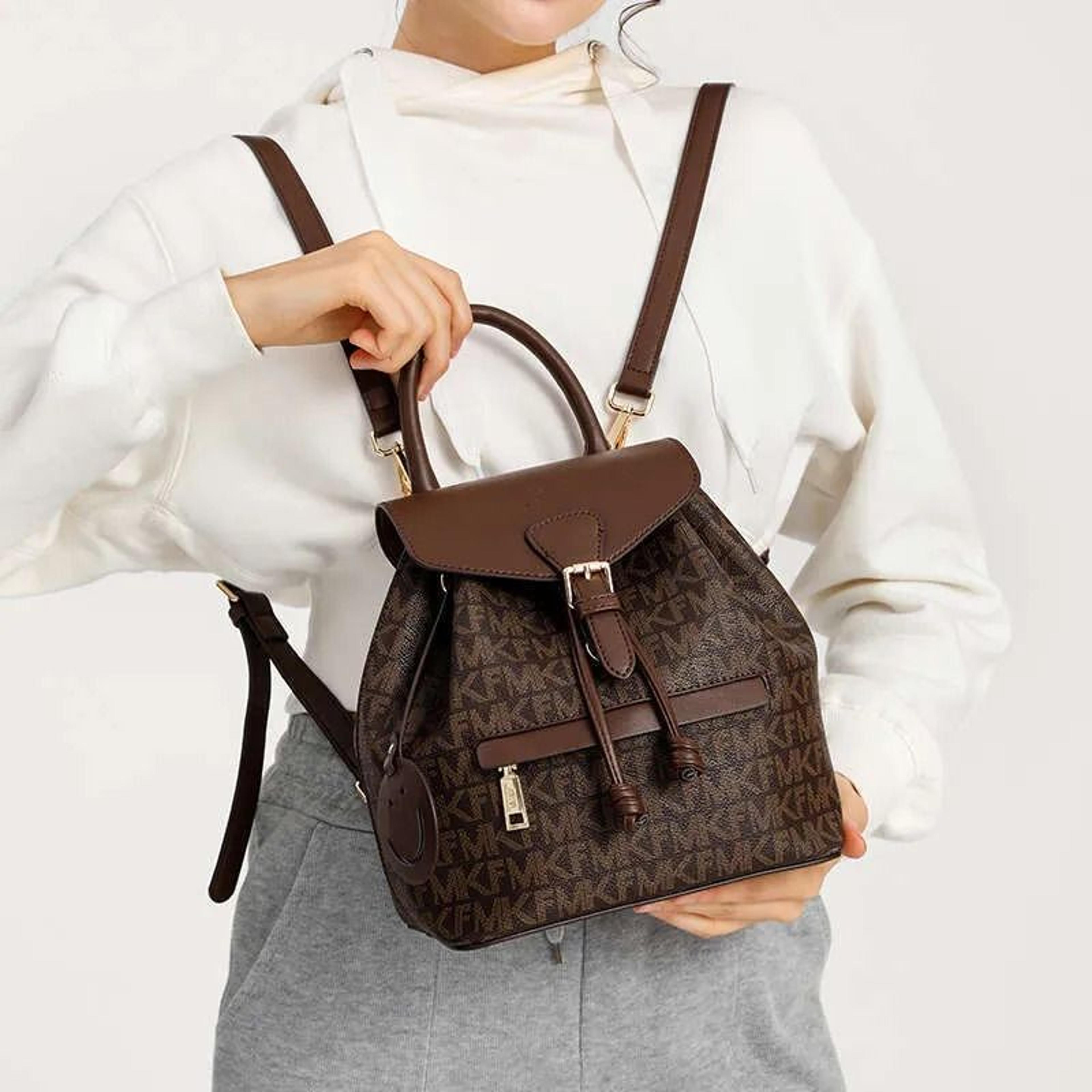 women patterned fashion backpack and shoulder bag