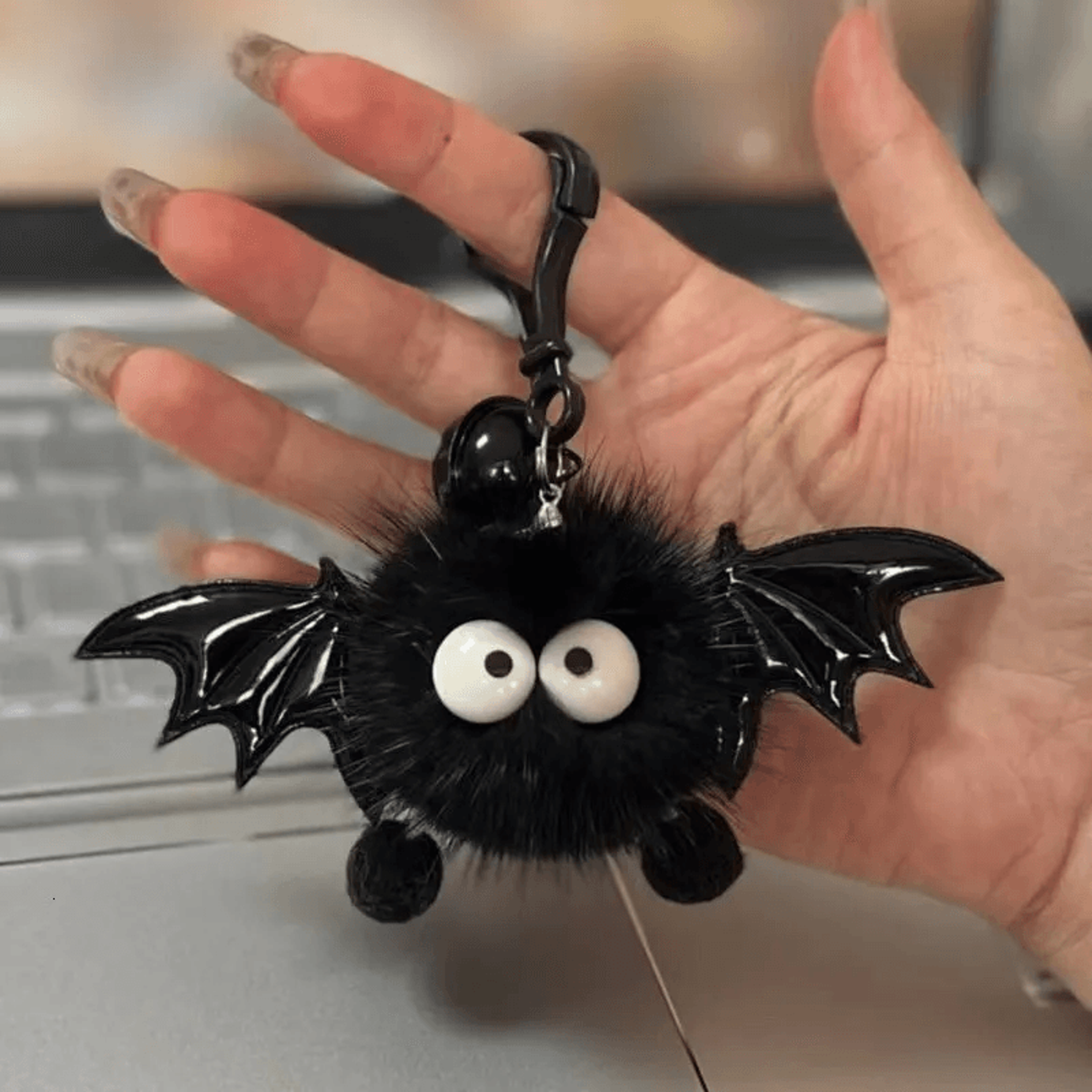 halloween plush keychain faux mink devil elf bag pendant with skeleton jewelry