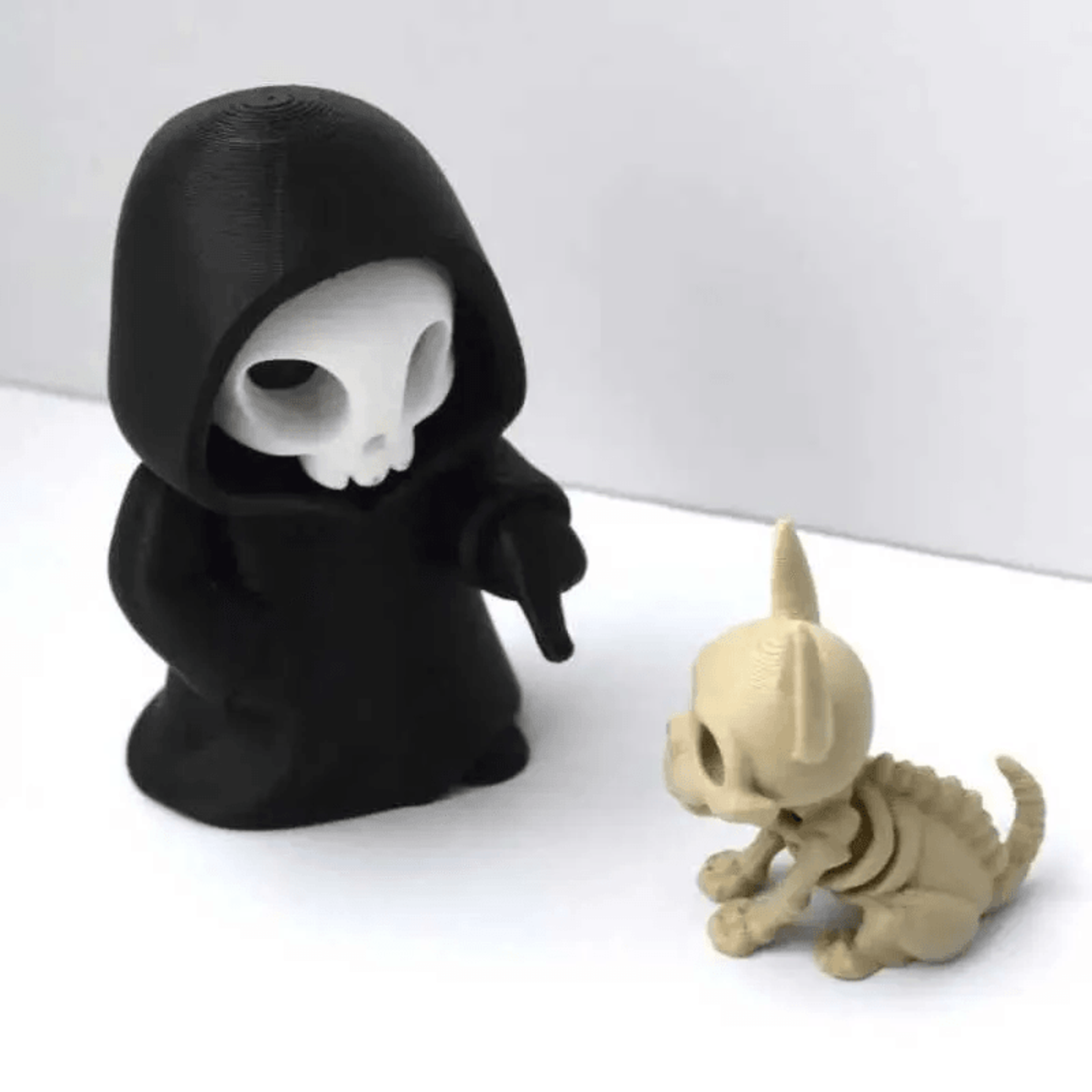 grim reaper skeleton dog figurine set gothic resin desktop decor