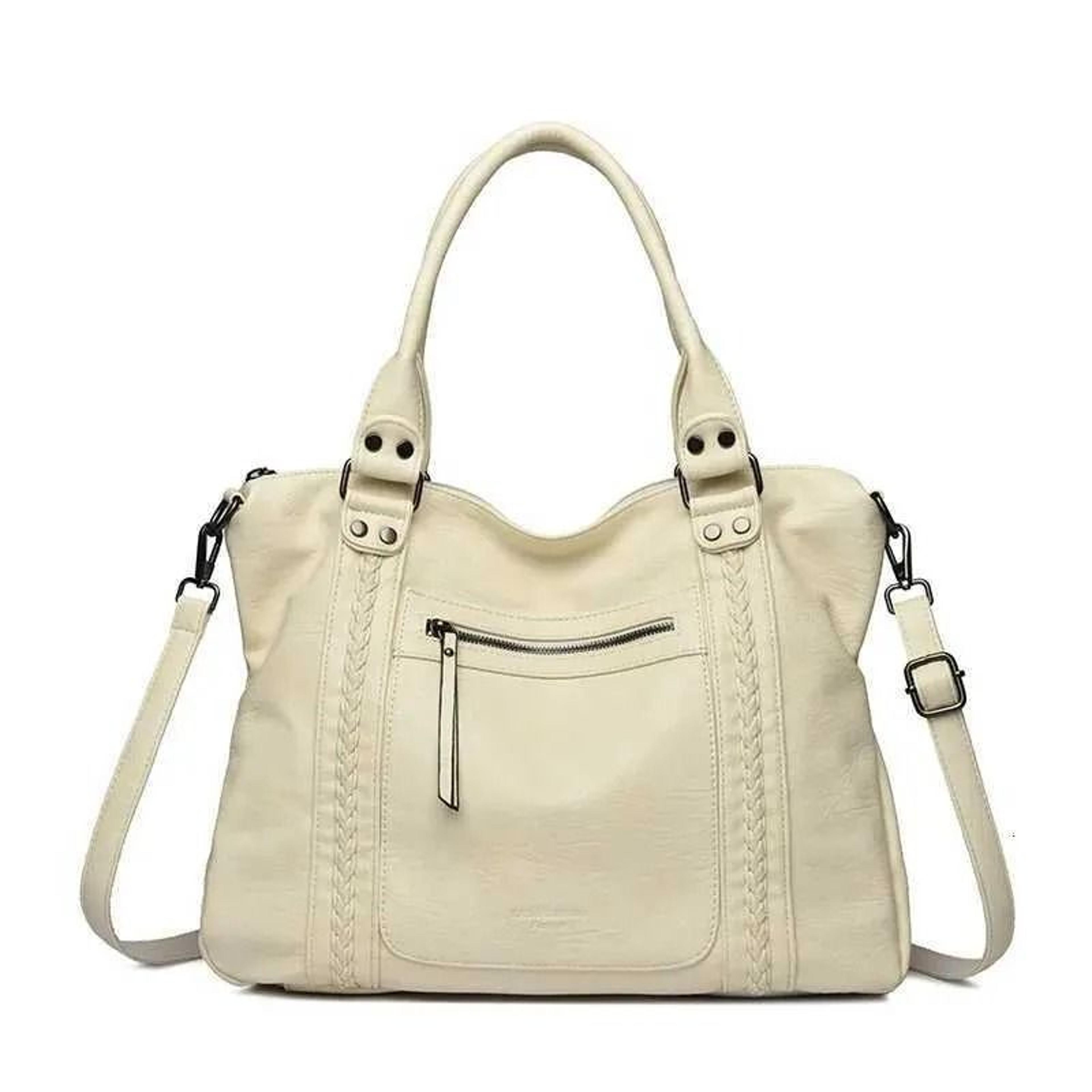 faux leather shoulder tote bag with crossbody strap