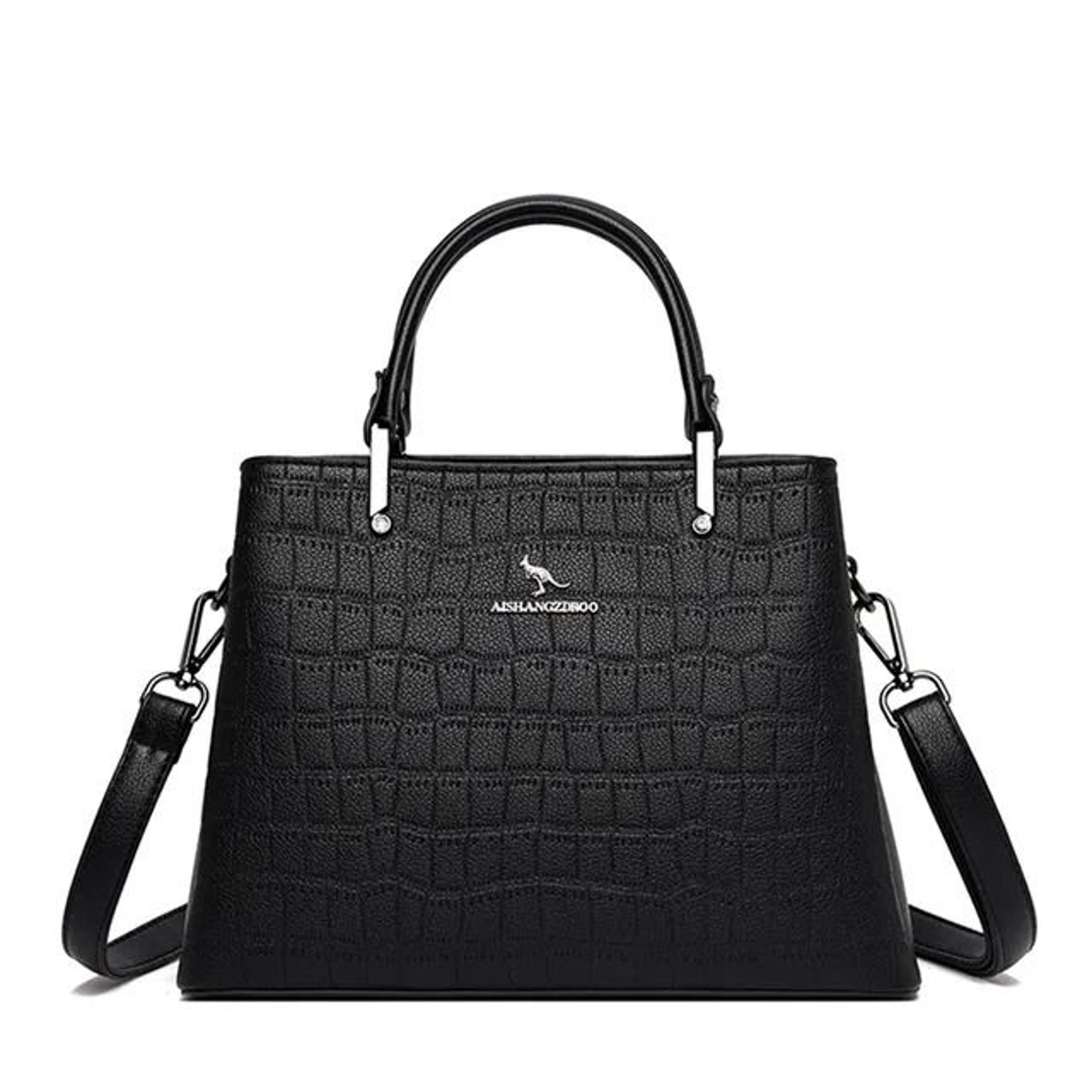genuine leather crossbody messenger handbag with adjustable shoulder strap